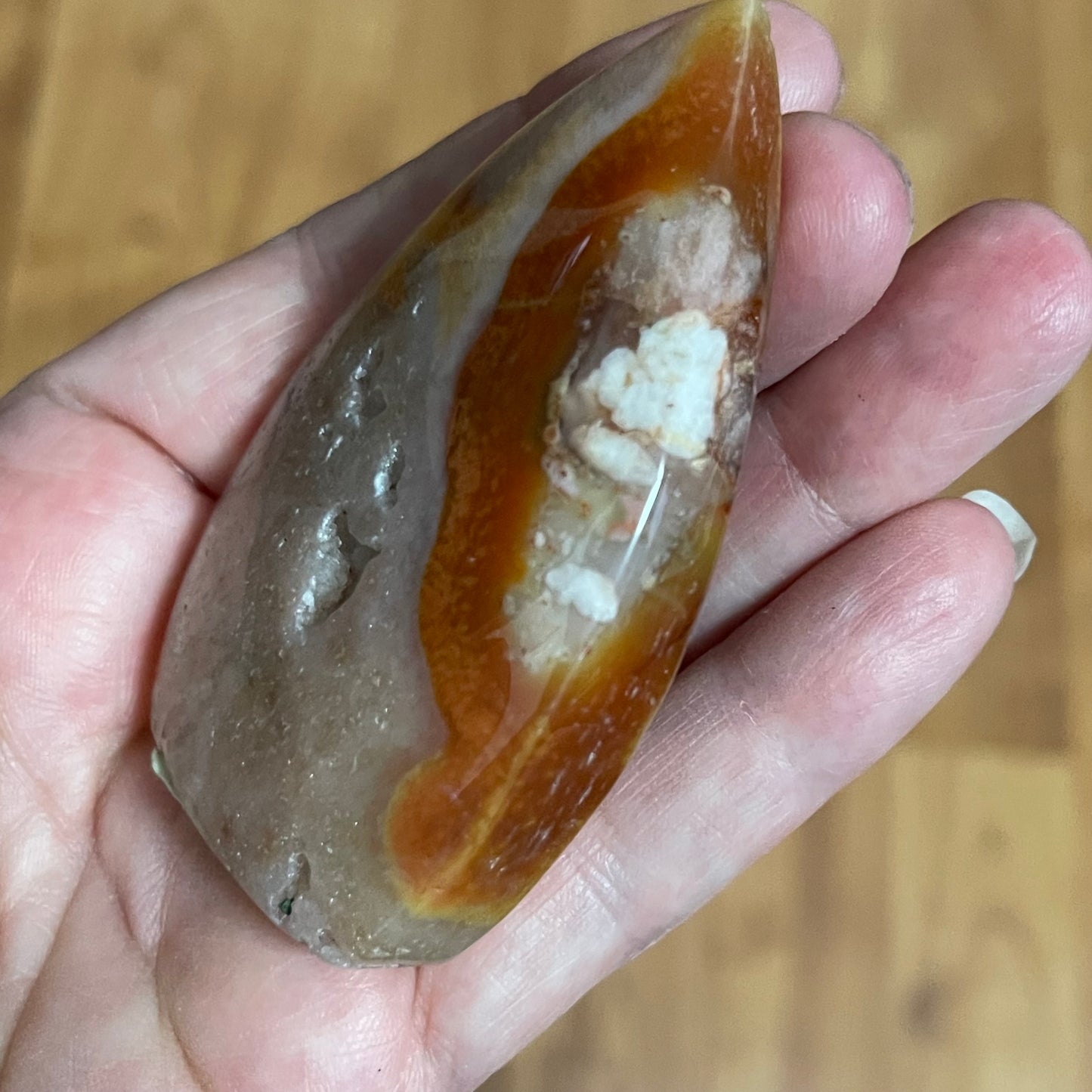Pink Amethyst Flower Agate and carnelian Freeform flame teardrop
