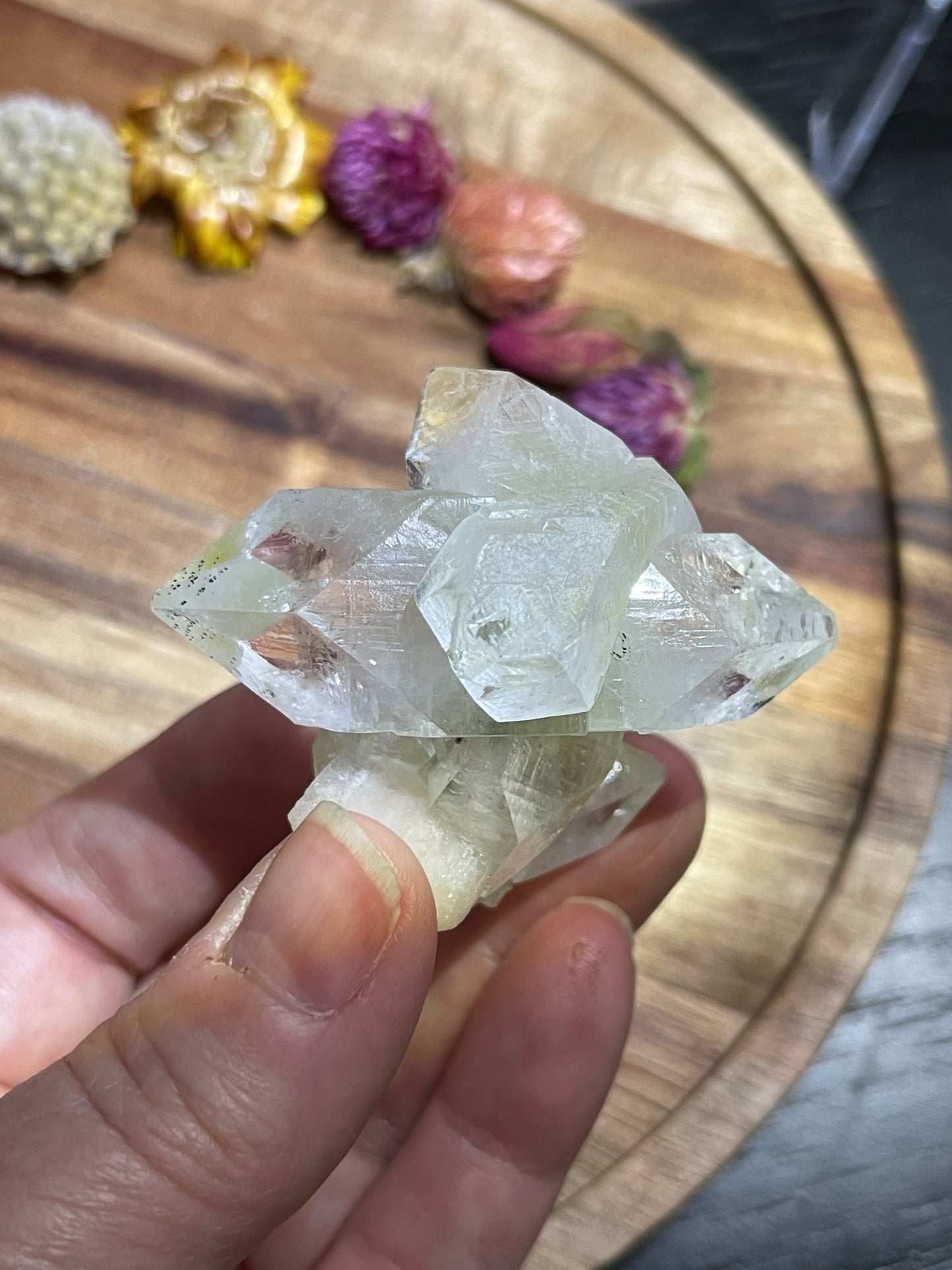 Green and Clear Apophyllite with Stilbite | Double terminated Apophyllite | Apophyllite Specimen