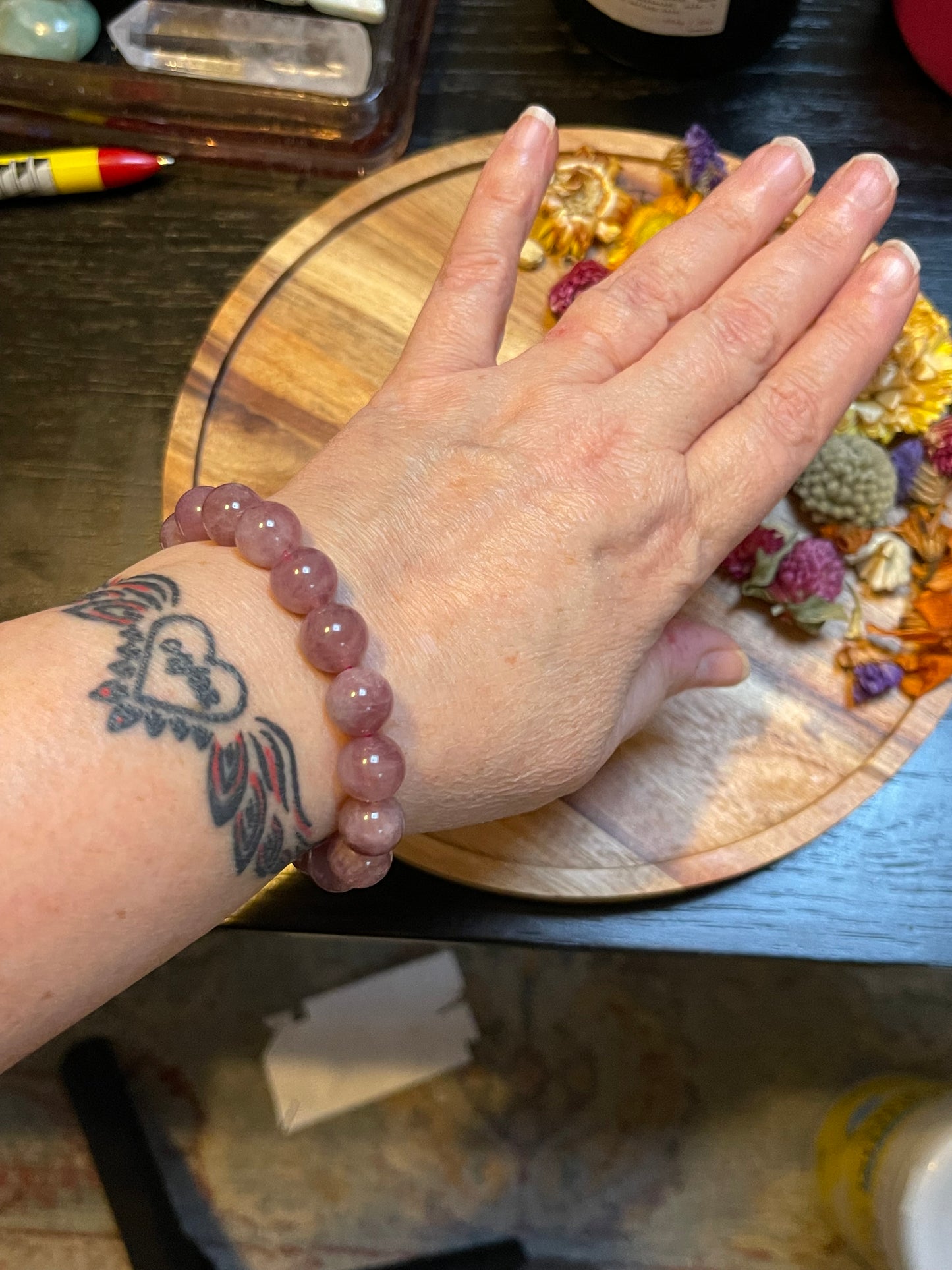 High Quality Purple Rose Quartz 11mm bracelet | Lavender rose quartz bracelet | 11mm Gemstone bracelet