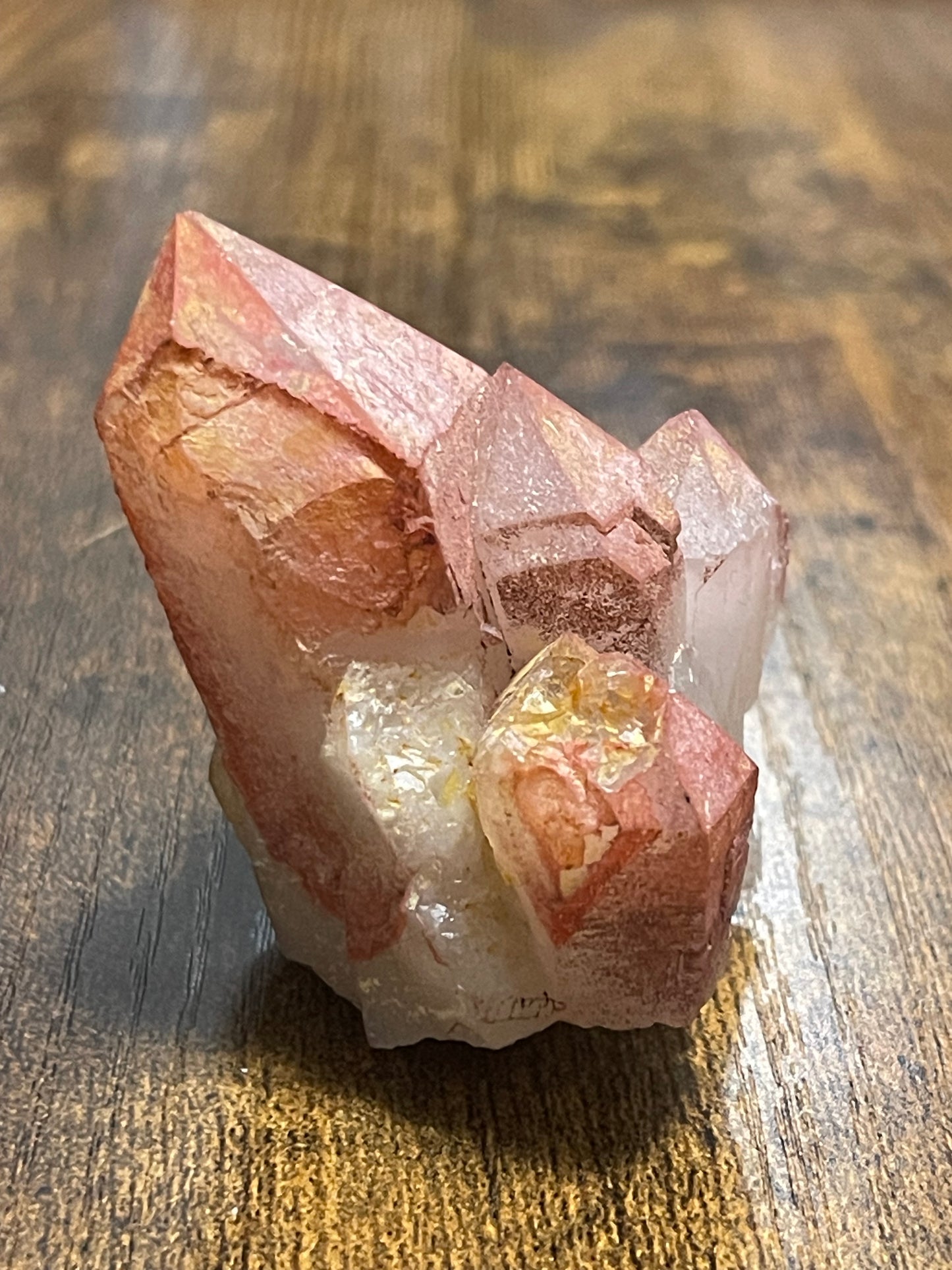 Pink Hematite Quartz Cluster Pink Quartz Elestial Quartz Hematoid Cluster Red Hematite Quartz Crystal specimen clear Quartz with hematite
