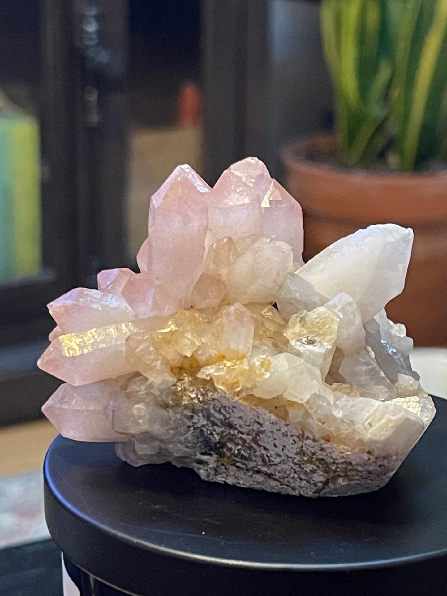 Pink Hematite Quartz Cluster | Pink Quartz | Elestial Quartz | Natural Hematoid Cluster