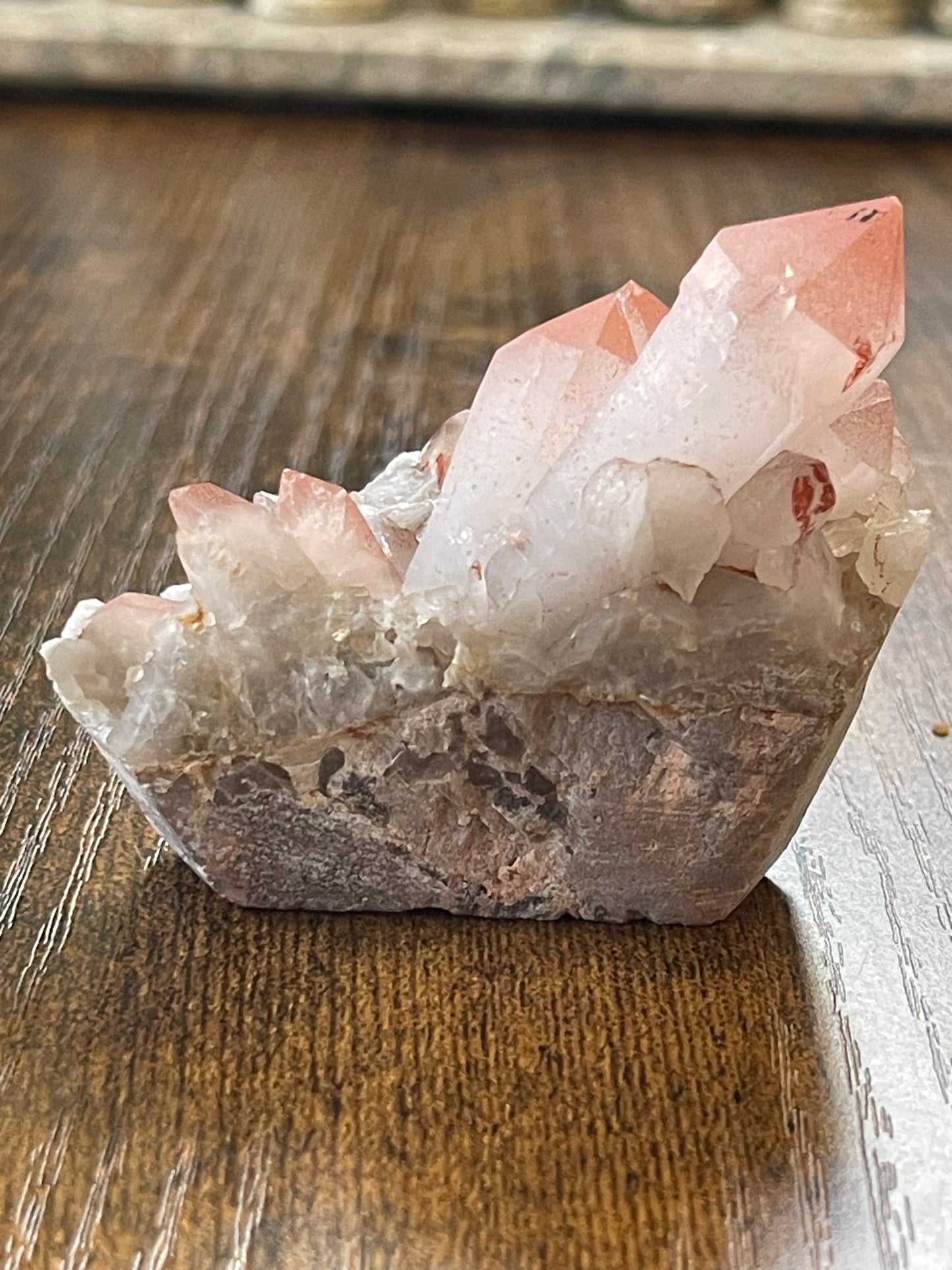Pink Hematite Quartz Cluster Pink Quartz Elestial Quartz Hematoid Cluster Red Hematite Quartz specimen Quartz crystal