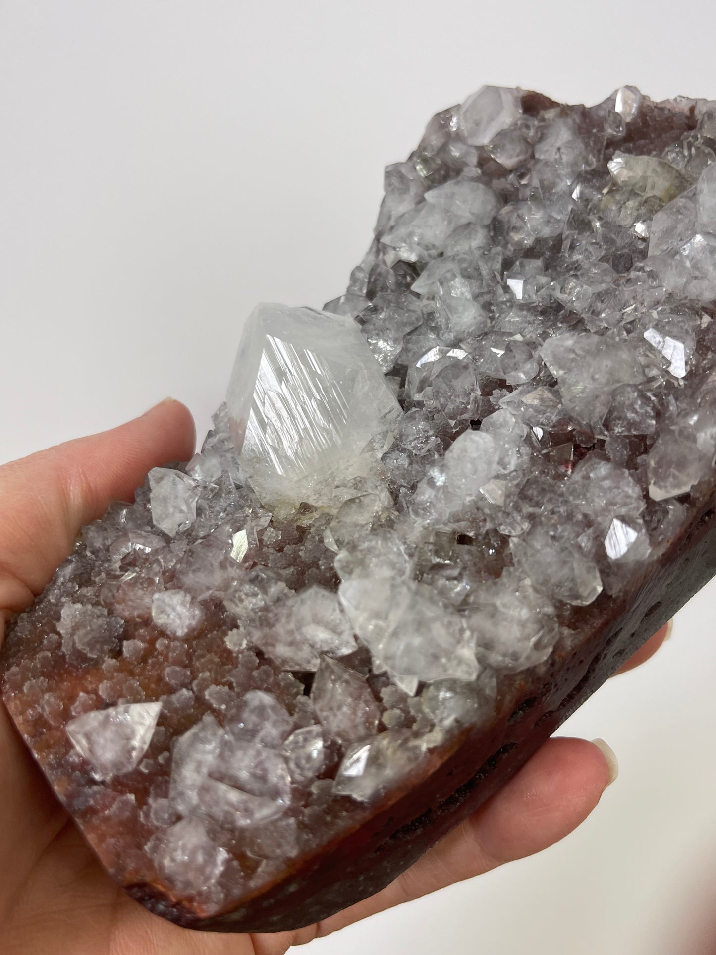 Diamond Apophyllite on Red Chalcedony Druzy Chalcedony Crystal Apophyllite Zeolite Specimen Rare Crystal Home Decor Gift Druzy Crystal