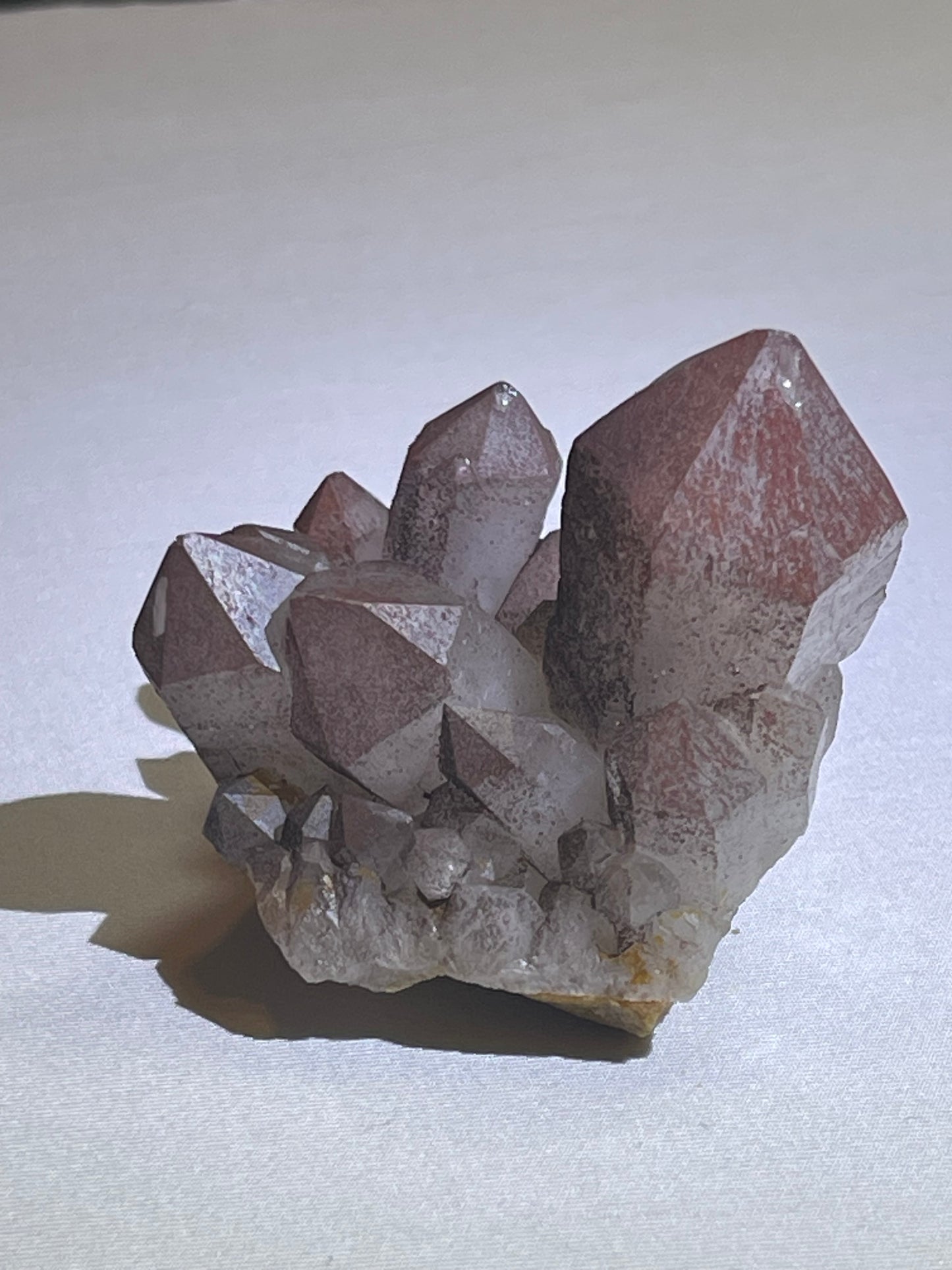 Pink Hematite Quartz Cluster Pink Quartz Elestial Quartz Hematoid Cluster Red Hematite Quartz Crystal specimen clear Quartz with hematite