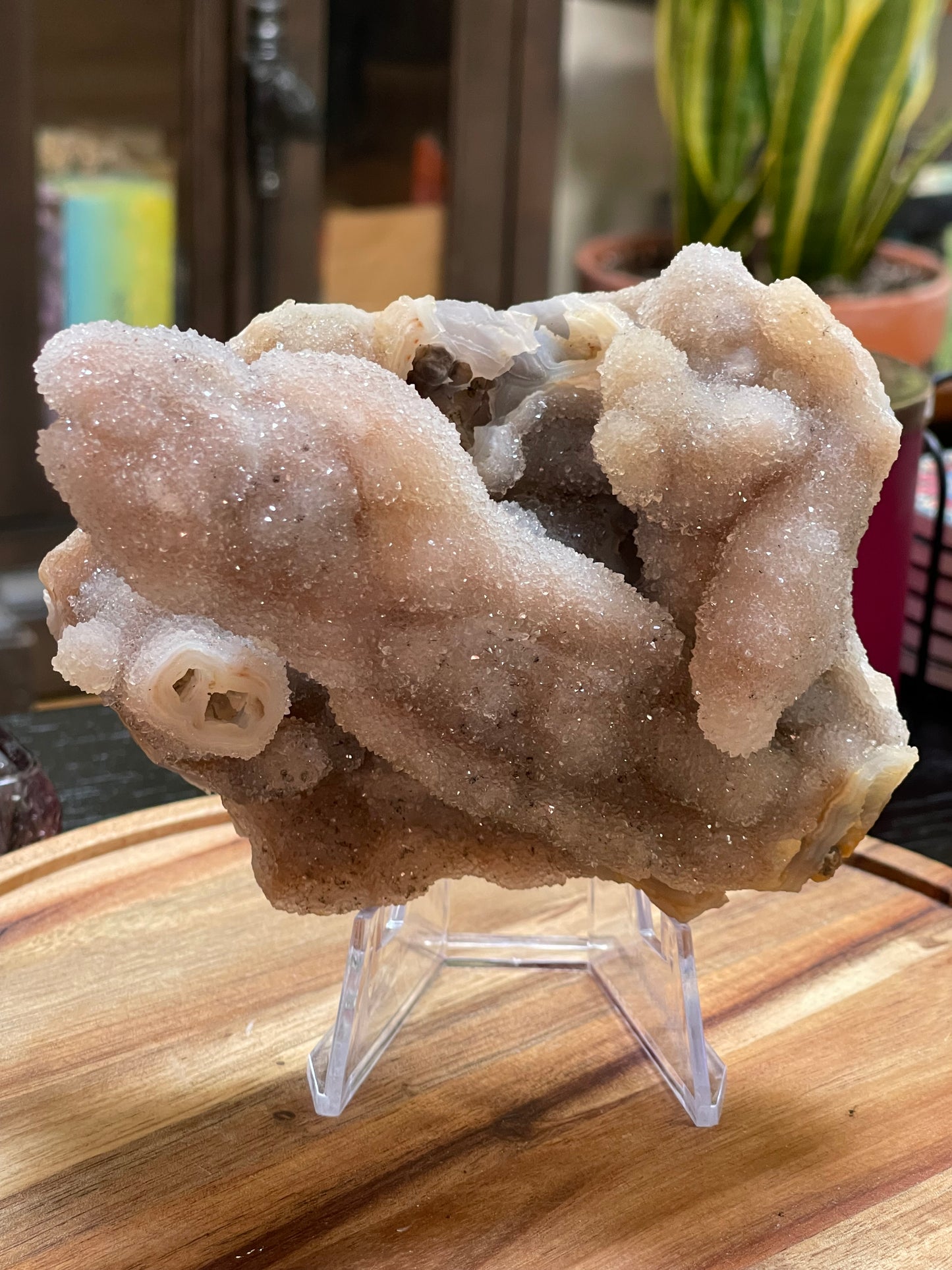 Rare Sugar Druzy Chalcedony Stalactite Specimen | Druzy Chalcedony | Natural Rainbow Chalcedony Specimen