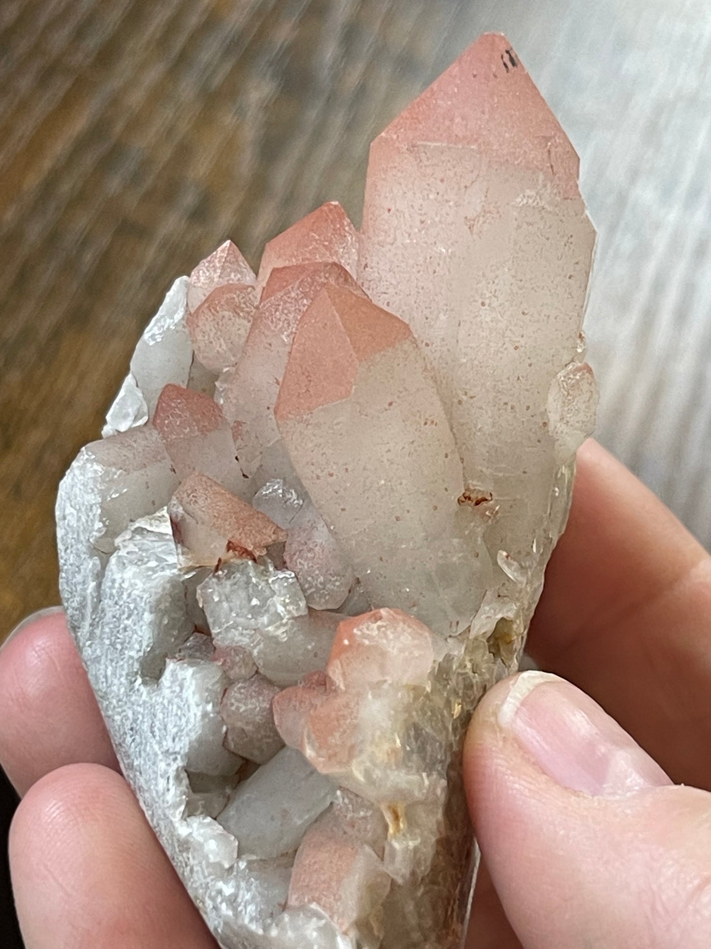 Pink Hematite Quartz Cluster Pink Quartz Elestial Quartz Hematoid Cluster Red Hematite Quartz specimen Quartz crystal