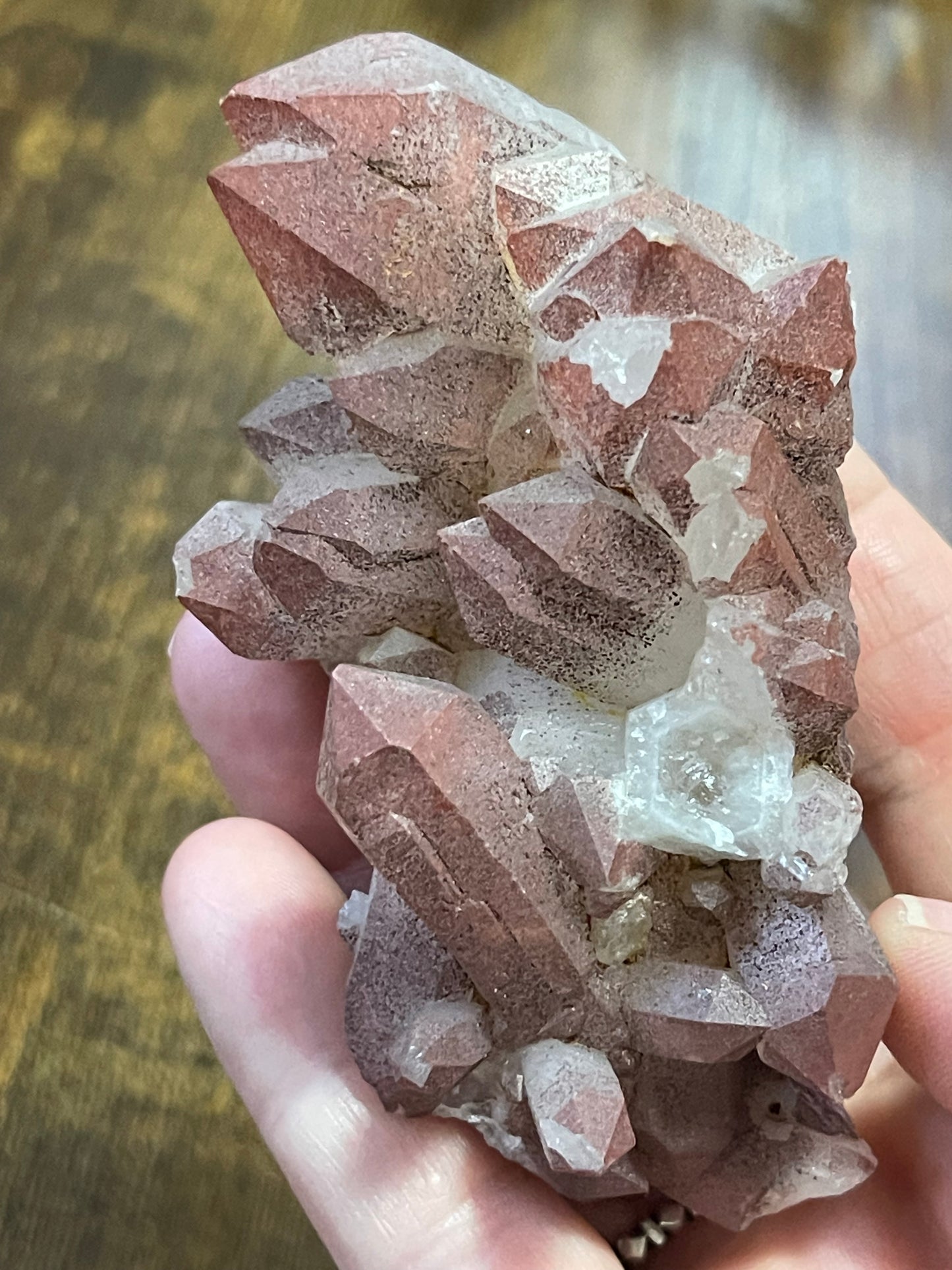 Hematite Quartz Cluster Pink Quartz Elestial Quartz Natural Hematoid Quartz Cluster Red Hematite Quartz Specimen Crystal Home Decor Gift