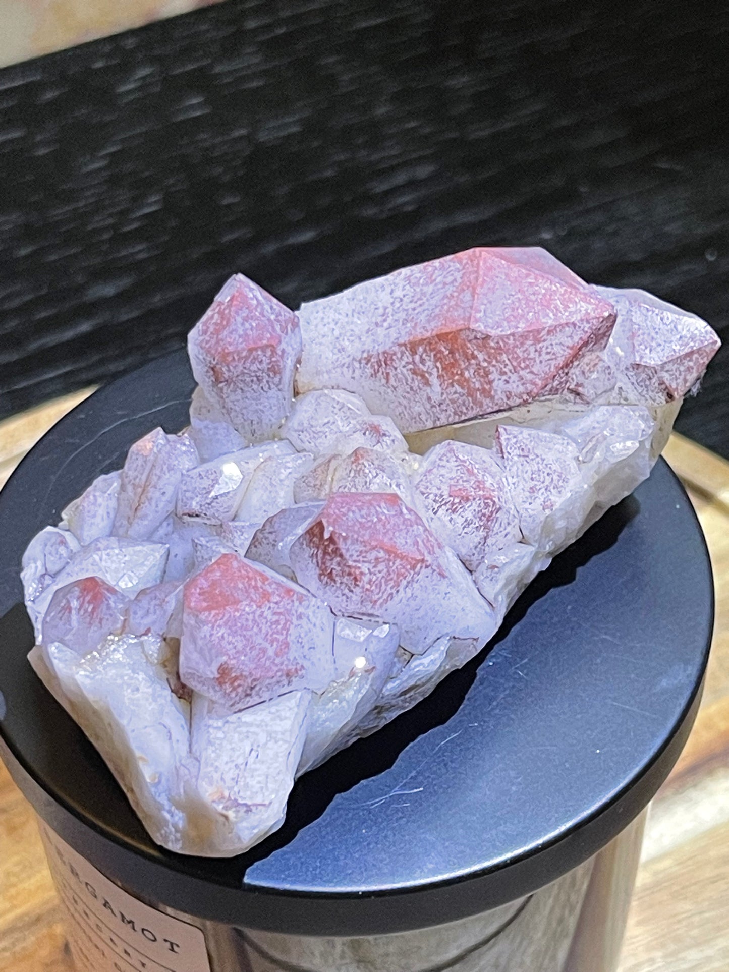 Pink Hematite Dusted Quartz Cluster | Pink Quartz | Elestial Quartz | Natural Hematoid Cluster