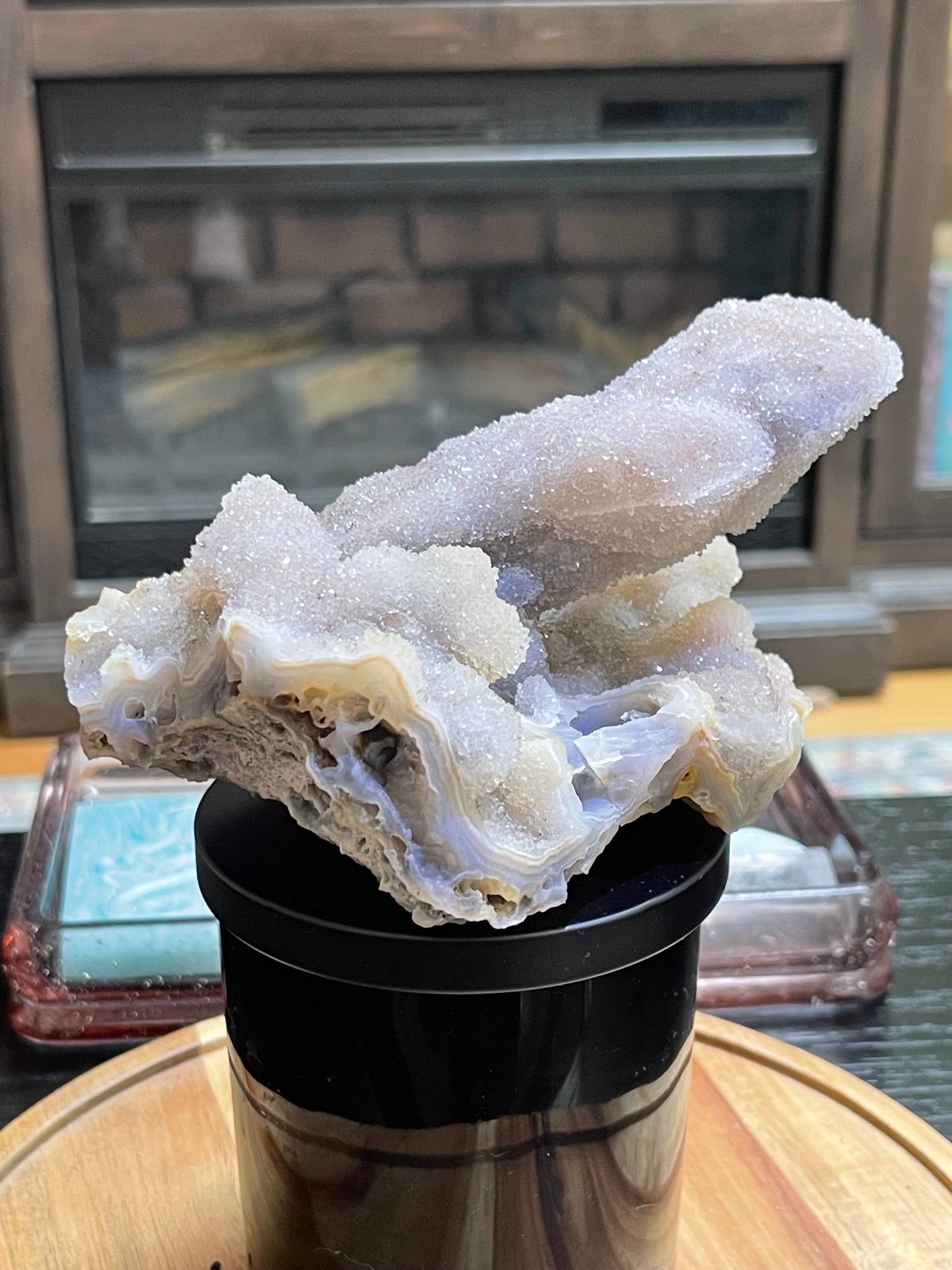 Rare Sugar Druzy Chalcedony Stalactite Specimen | Druzy Chalcedony | Natural Rainbow Chalcedony Specimen