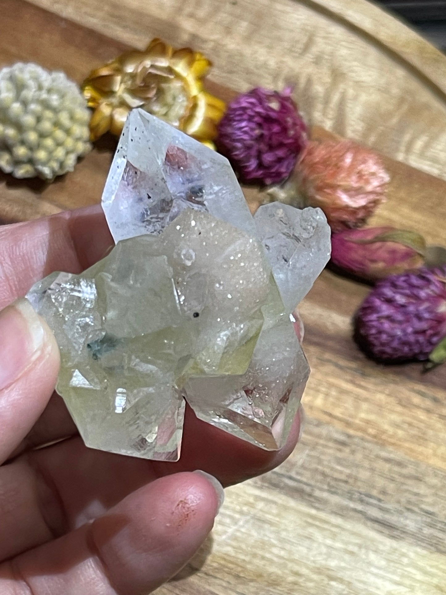 Green and Clear Apophyllite with Stilbite | Double terminated Apophyllite | Apophyllite Specimen