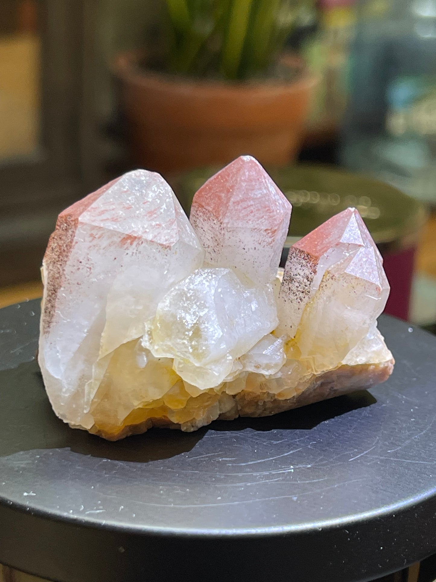 Pink Hematite Quartz Cluster | Pink Quartz | Elestial Quartz | Natural Hematoid Cluster | Red Hematite Quartz