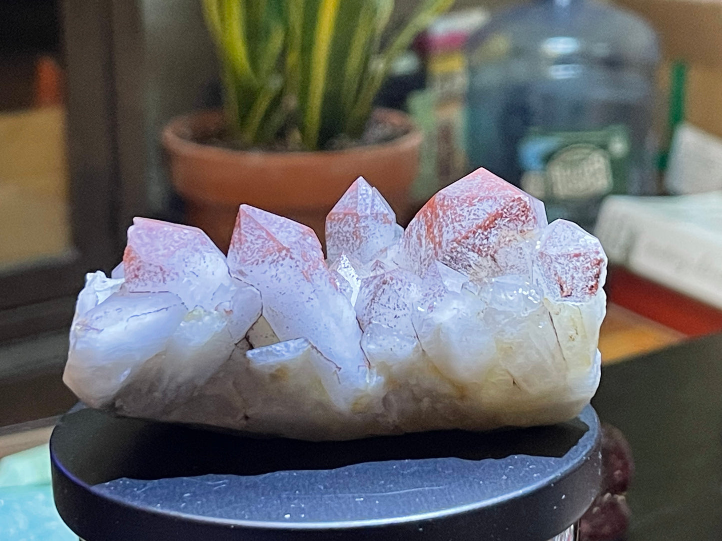 Pink Hematite Dusted Quartz Cluster | Pink Quartz | Elestial Quartz | Natural Hematoid Cluster