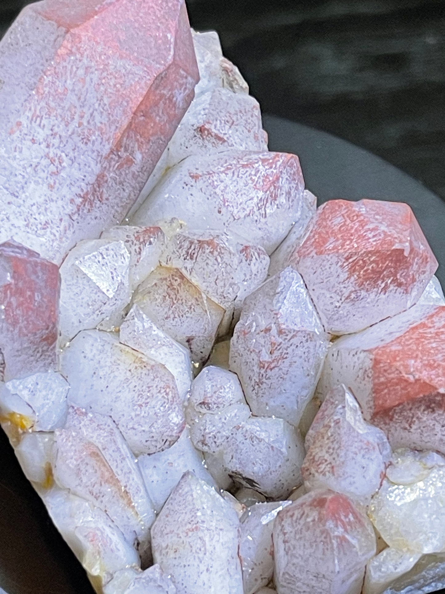 Pink Hematite Dusted Quartz Cluster | Pink Quartz | Elestial Quartz | Natural Hematoid Cluster