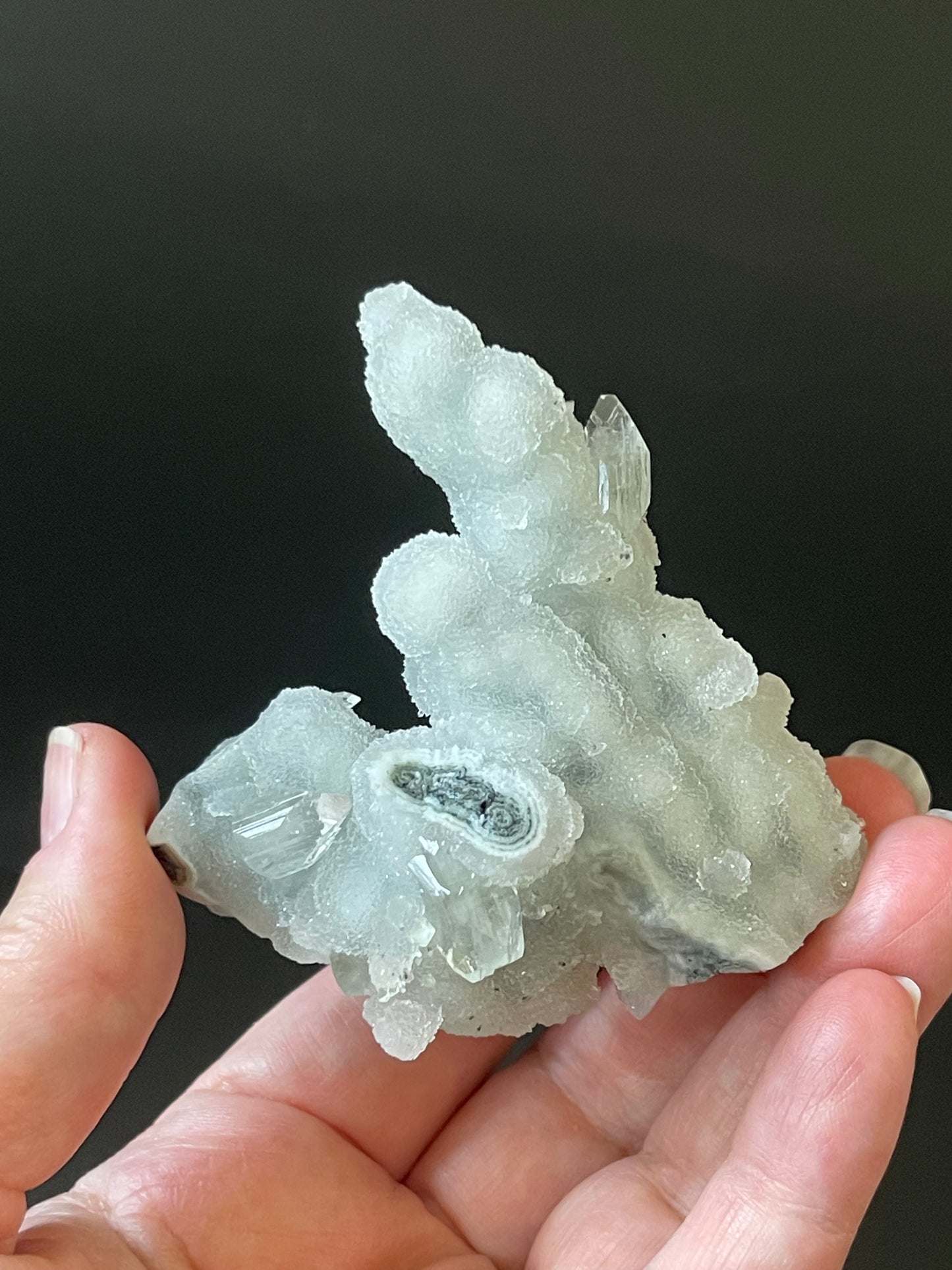 Green Chalcedony Stalactite with Diamond Apophyllite Raw Crystal Cluster Zeolite Specimen Crystal Home Decor Gift Meditation Crystal