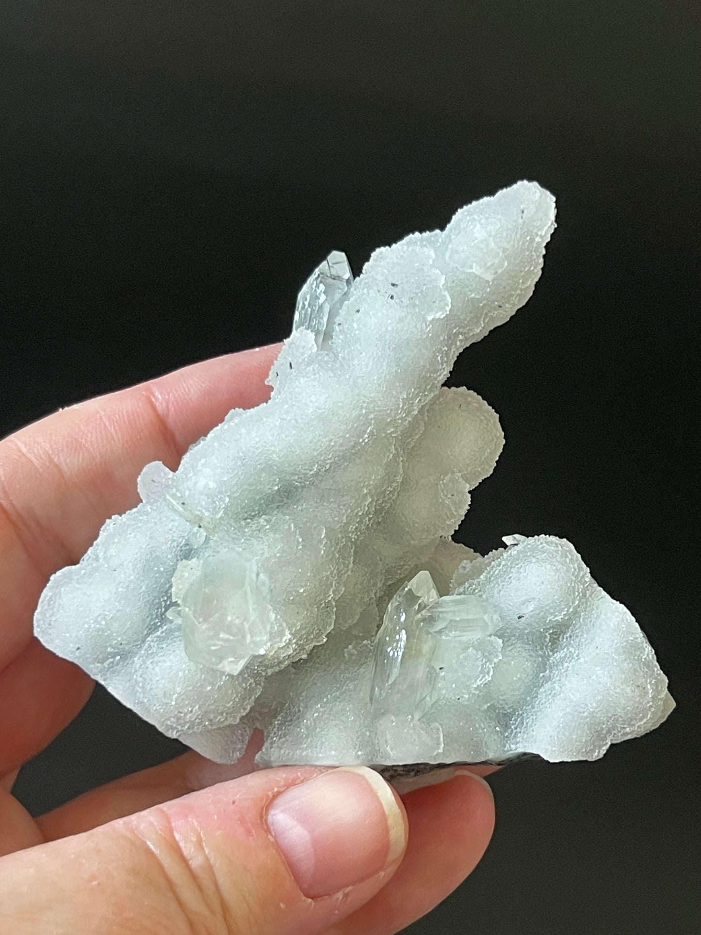 Green Chalcedony Stalactite with Diamond Apophyllite Raw Crystal Cluster Zeolite Specimen Crystal Home Decor Gift Meditation Crystal