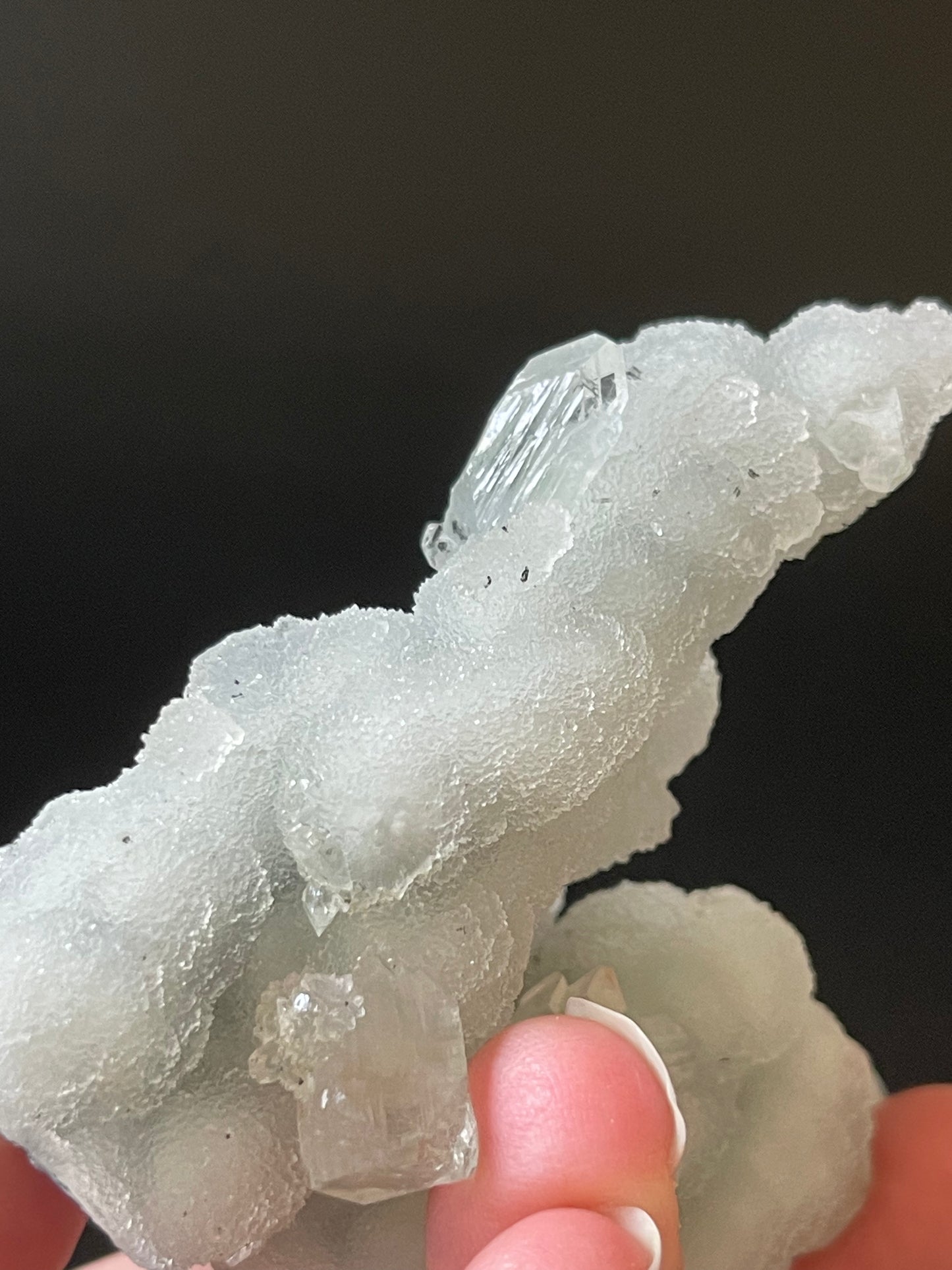 Green Chalcedony Stalactite with Diamond Apophyllite Raw Crystal Cluster Zeolite Specimen Crystal Home Decor Gift Meditation Crystal