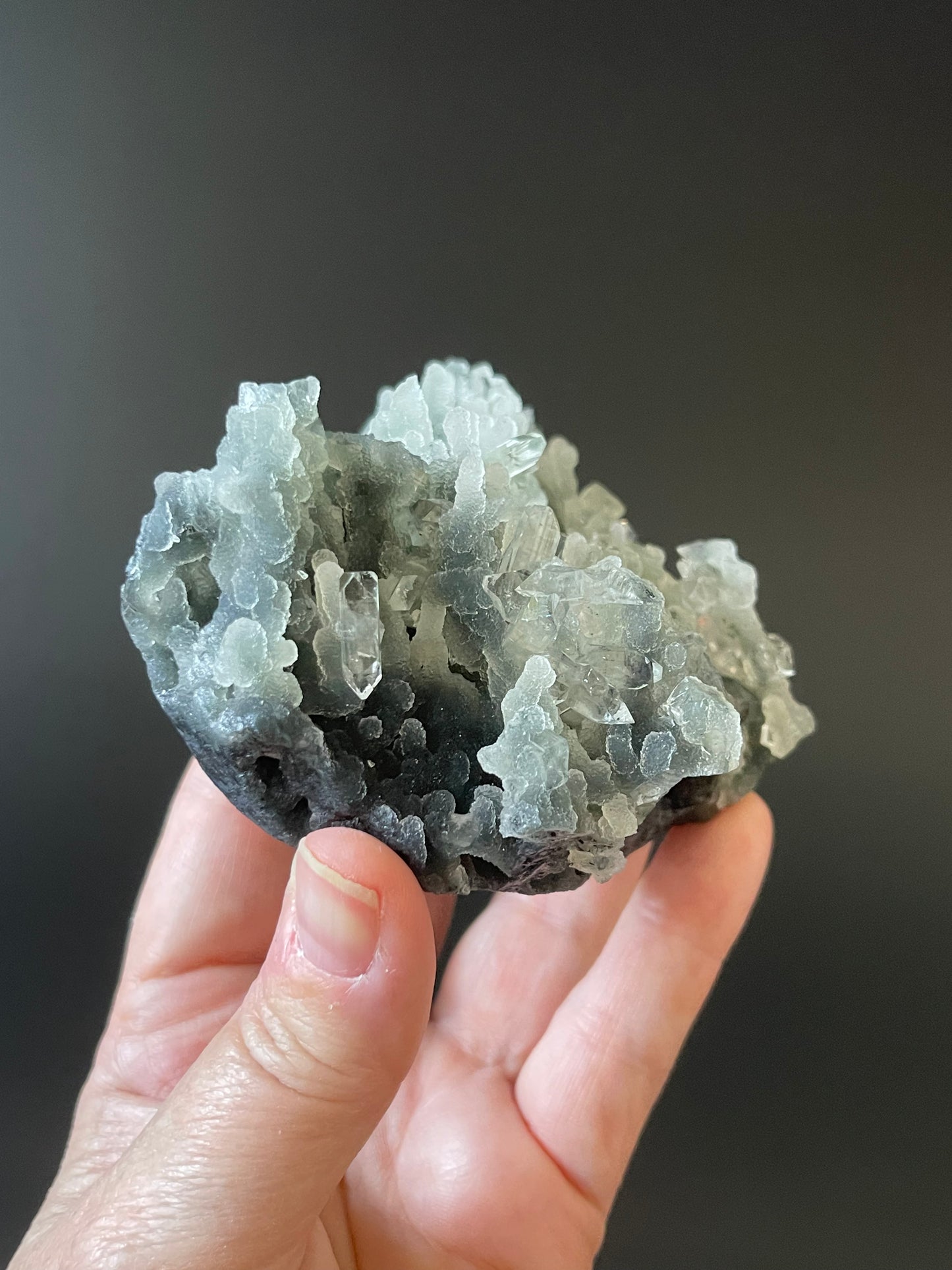 Green Chalcedony Apophyllite Specimen Druzy chalcedony crystal with Diamond Apophyllite Crystal Stalactite Cluster Crystal Home Decor Gift