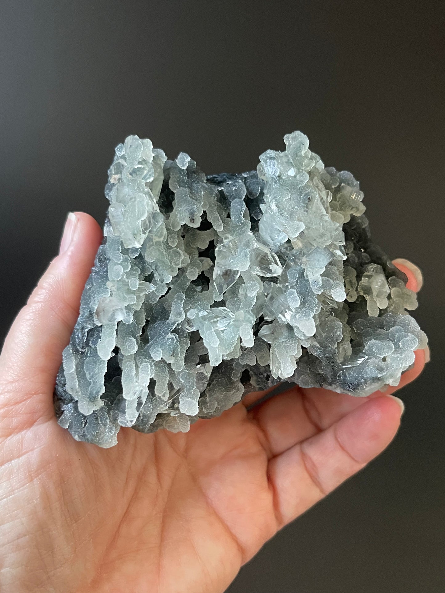 Green Chalcedony Apophyllite Specimen Druzy chalcedony crystal with Diamond Apophyllite Crystal Stalactite Cluster Crystal Home Decor Gift