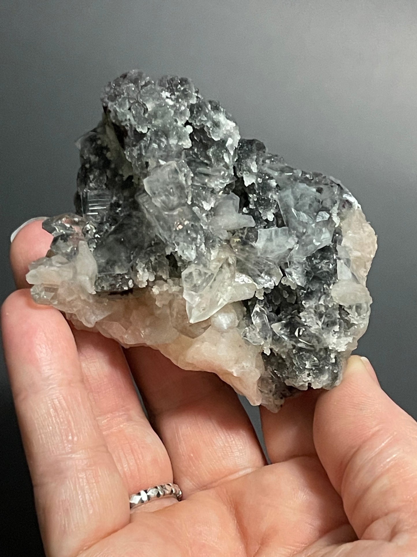 Black Chalcedony with Diamond Apophyllite Stilbite and Heulandite Druzy Crystal Cluster Zeolite Specimen Rare Crystal Home Decor Gift