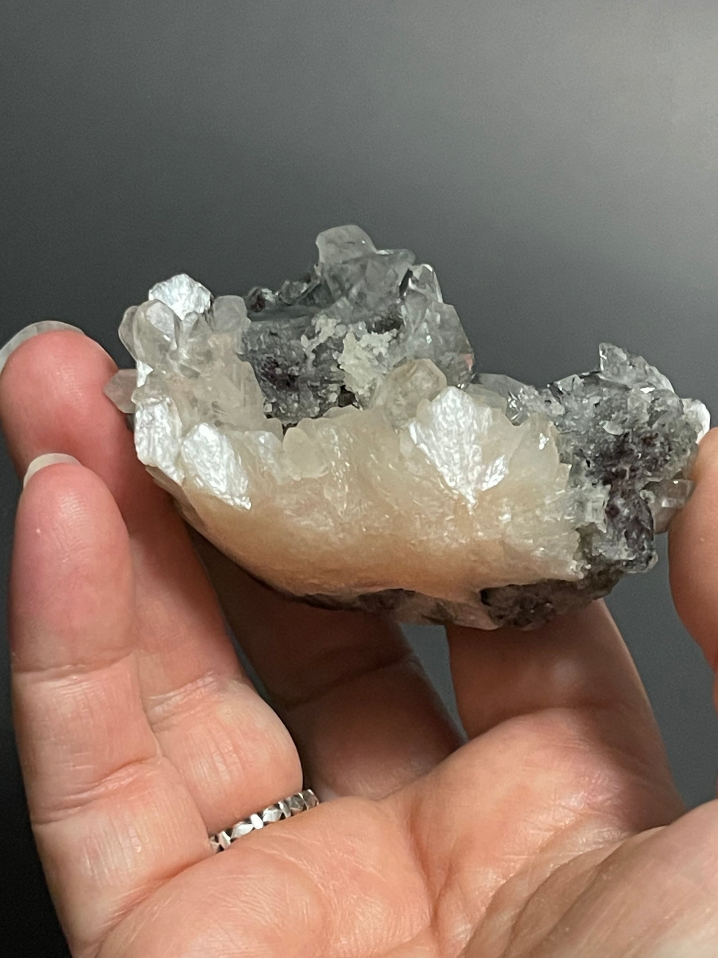 Black Chalcedony with Diamond Apophyllite Stilbite and Heulandite Druzy Crystal Cluster Zeolite Specimen Rare Crystal Home Decor Gift