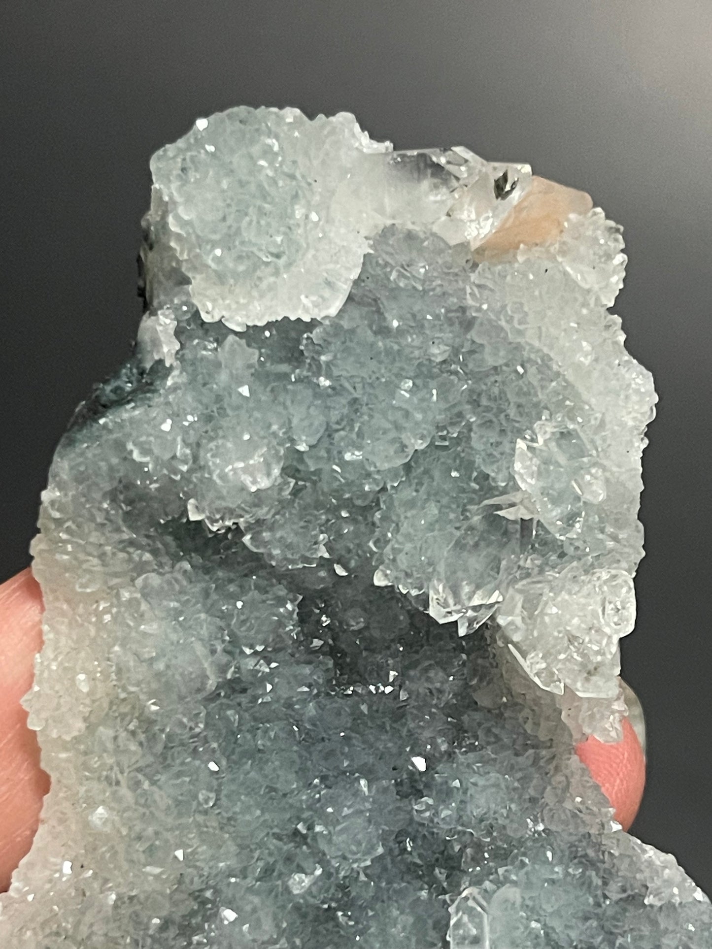 Blue Chalcedony with Diamond Apophyllites and Stilbite Druzy Crystal Specimen Rare Crystal Cluster Raw Crystal Home Decor Gift for her