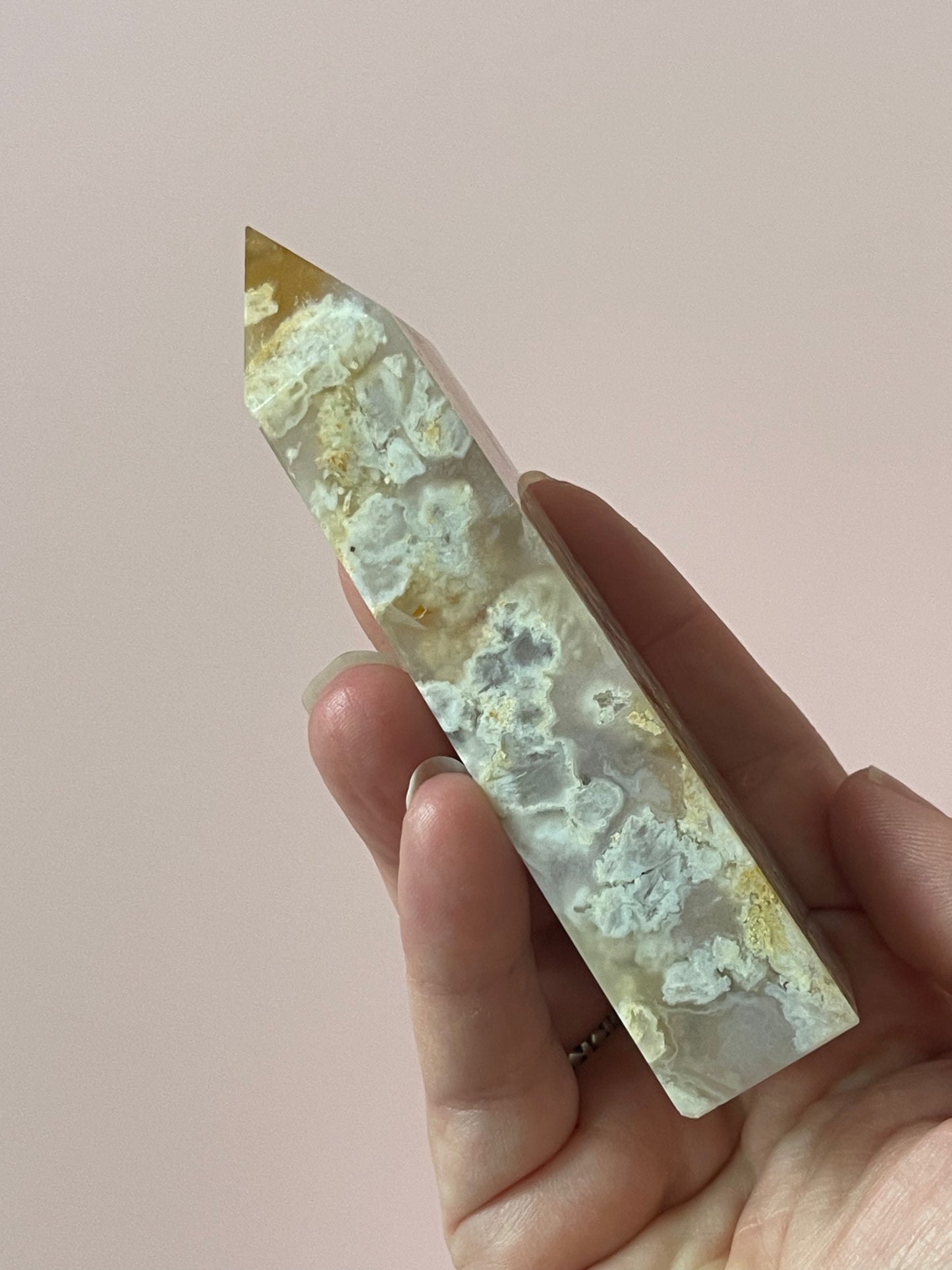 Flower Agate Tower Flower Agate Obelisk Crystal Tower Crystal Obelisk Crystal Home Decor Gift for Her Wedding Gift Meditation Love Stone