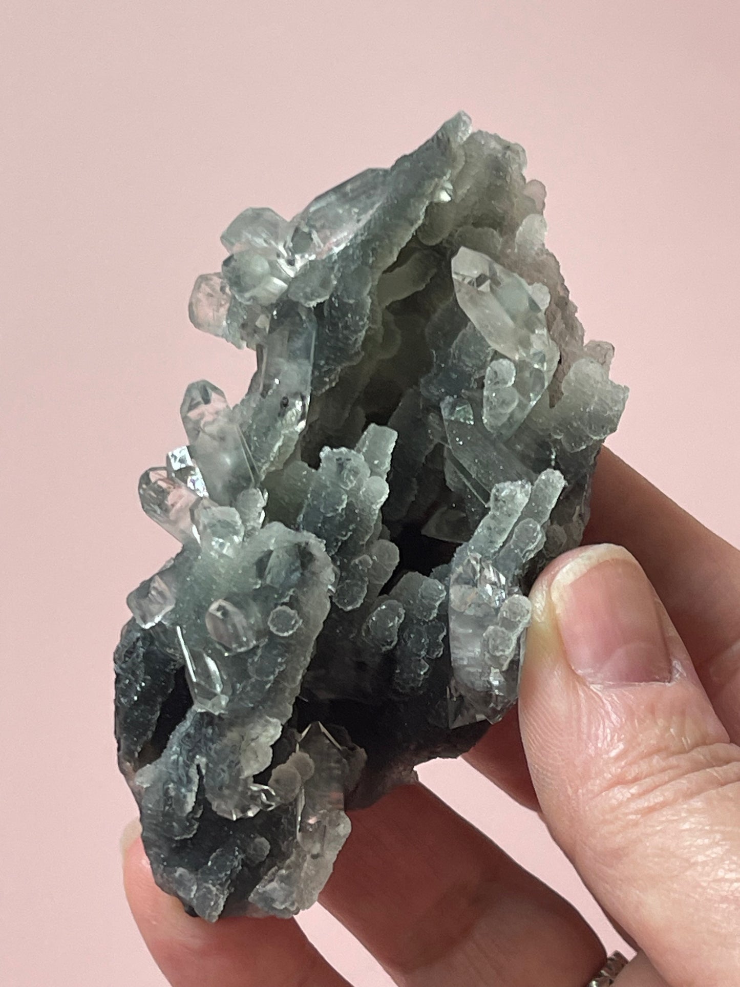 Green Chalcedony Apophyllite Specimen Druzy chalcedony crystal with Diamond Apophyllite Crystal Cluster Zeolite Crystal Home Decor Gift
