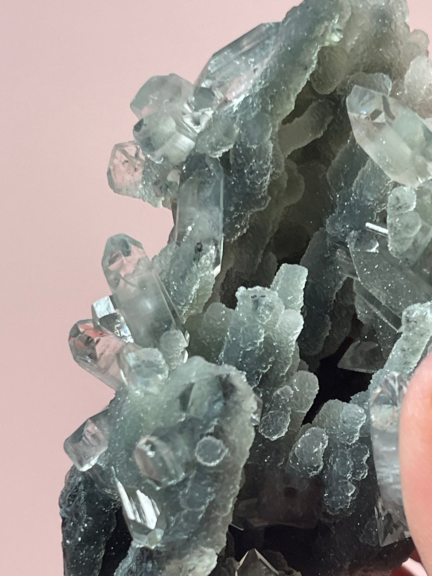 Green Chalcedony Apophyllite Specimen Druzy chalcedony crystal with Diamond Apophyllite Crystal Cluster Zeolite Crystal Home Decor Gift