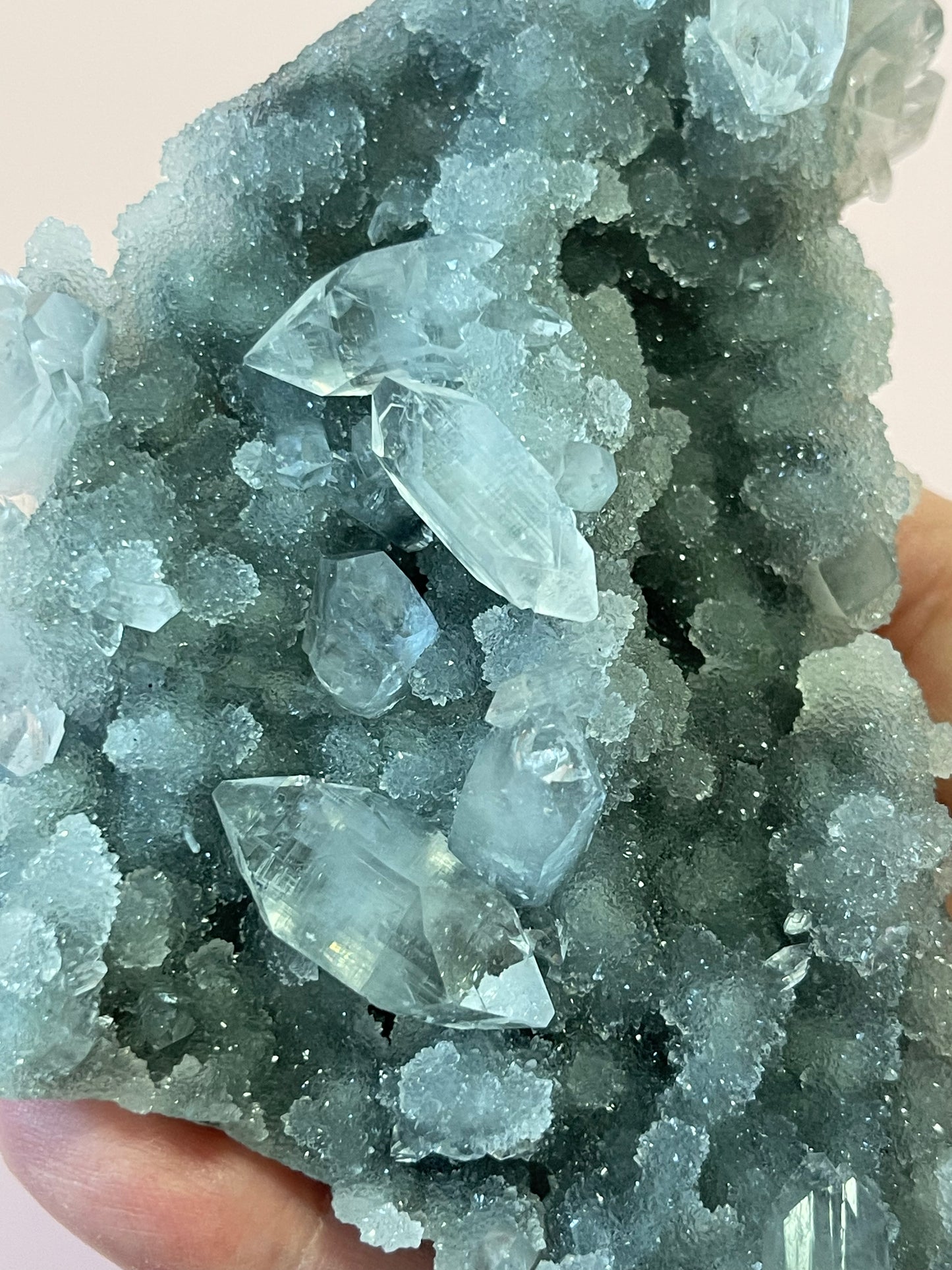 Green chalcedony crystal with Diamond apophyllite druzy crystal stalactite crystal zeolite specimen crystal home decor gift for home