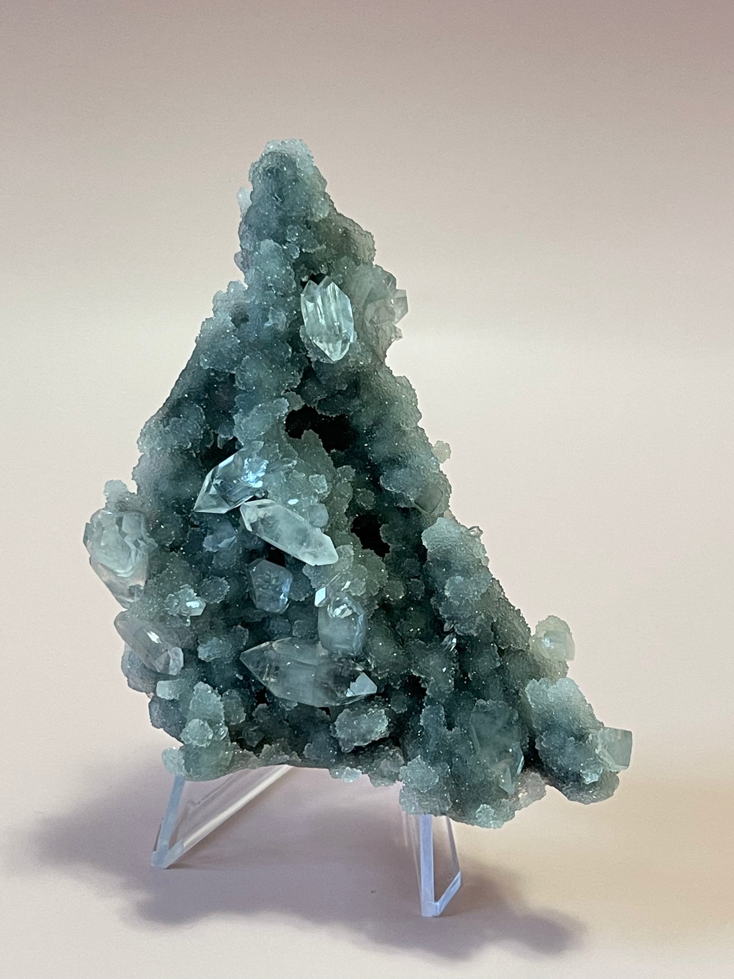 Green chalcedony crystal with Diamond apophyllite druzy crystal stalactite crystal zeolite specimen crystal home decor gift for home