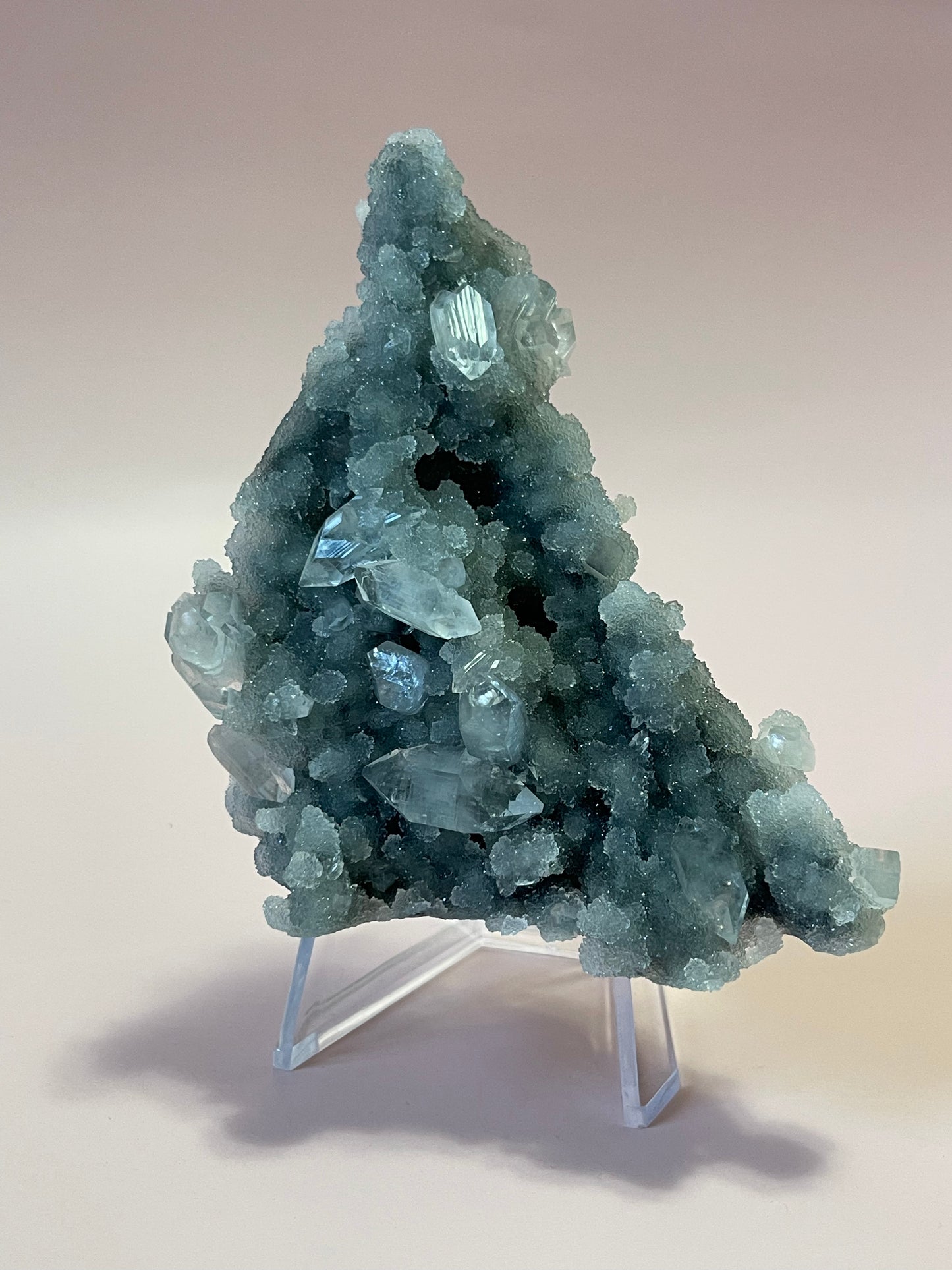 Green chalcedony crystal with Diamond apophyllite druzy crystal stalactite crystal zeolite specimen crystal home decor gift for home