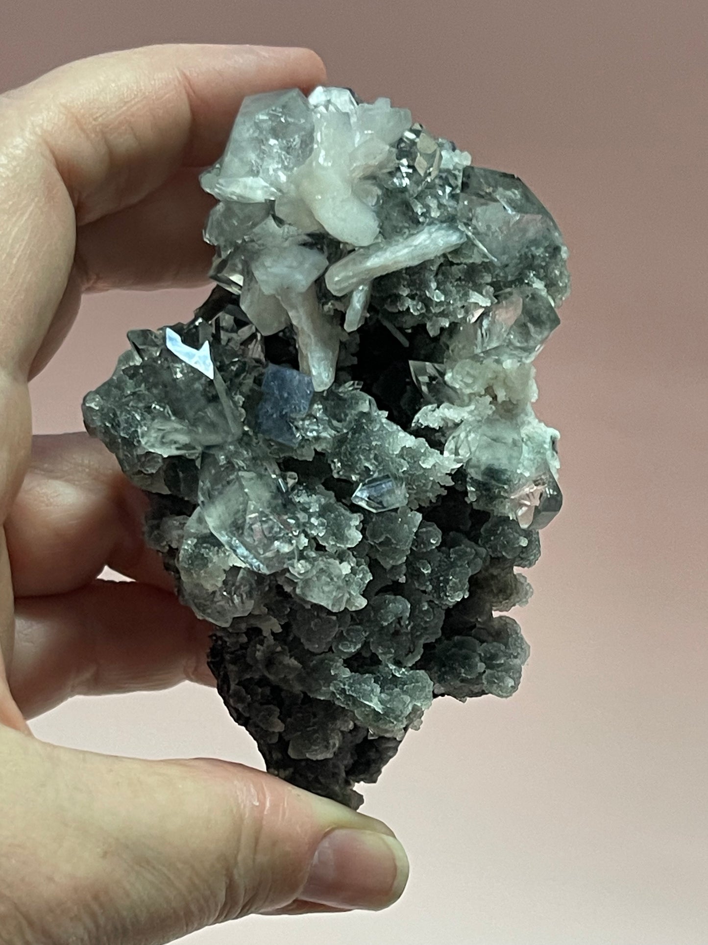 Black Chalcedony with Apophyllite, Stilbite and Heulandite Druzy Chalcedony Crystal Zeolite Specimen Crystal Home Decor Meditation Crystal