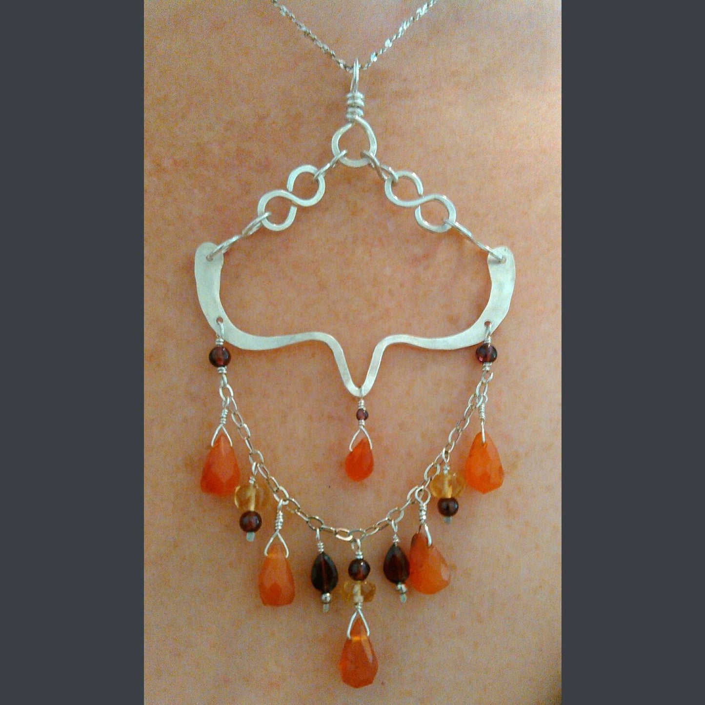 The Phoenix Necklace Carnelian, Garnet and Citrine on Sterling | Healing Gemstones | Gift for her