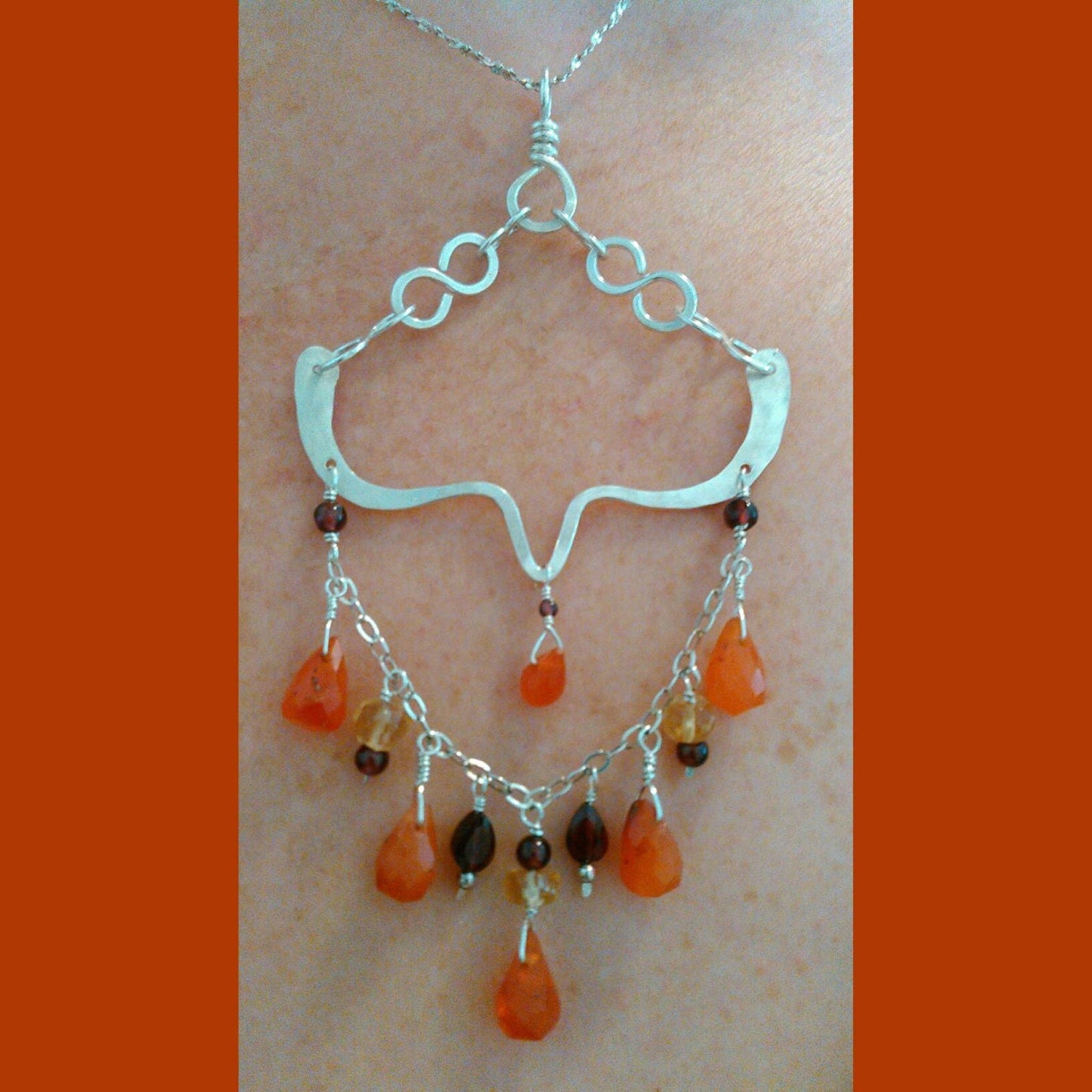 The Phoenix Necklace Carnelian, Garnet and Citrine on Sterling | Healing Gemstones | Gift for her