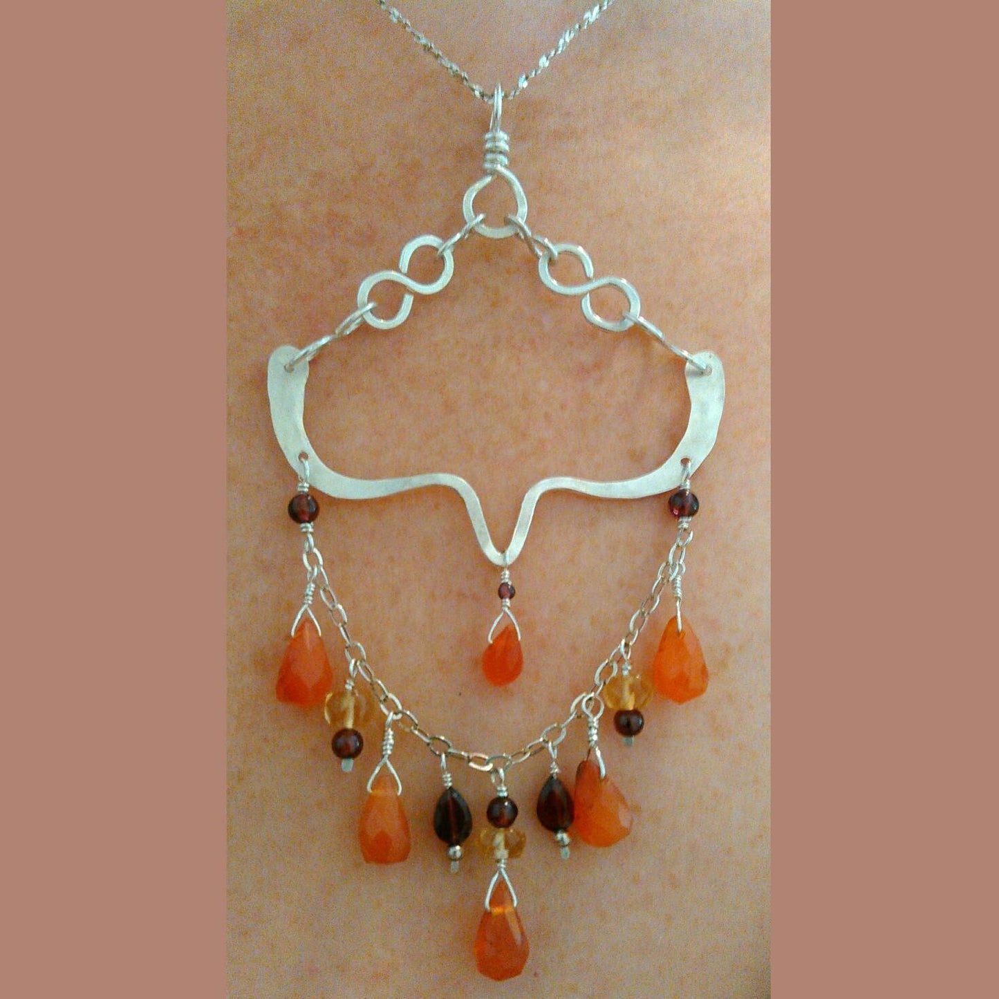 The Phoenix Necklace Carnelian, Garnet and Citrine on Sterling | Healing Gemstones | Gift for her