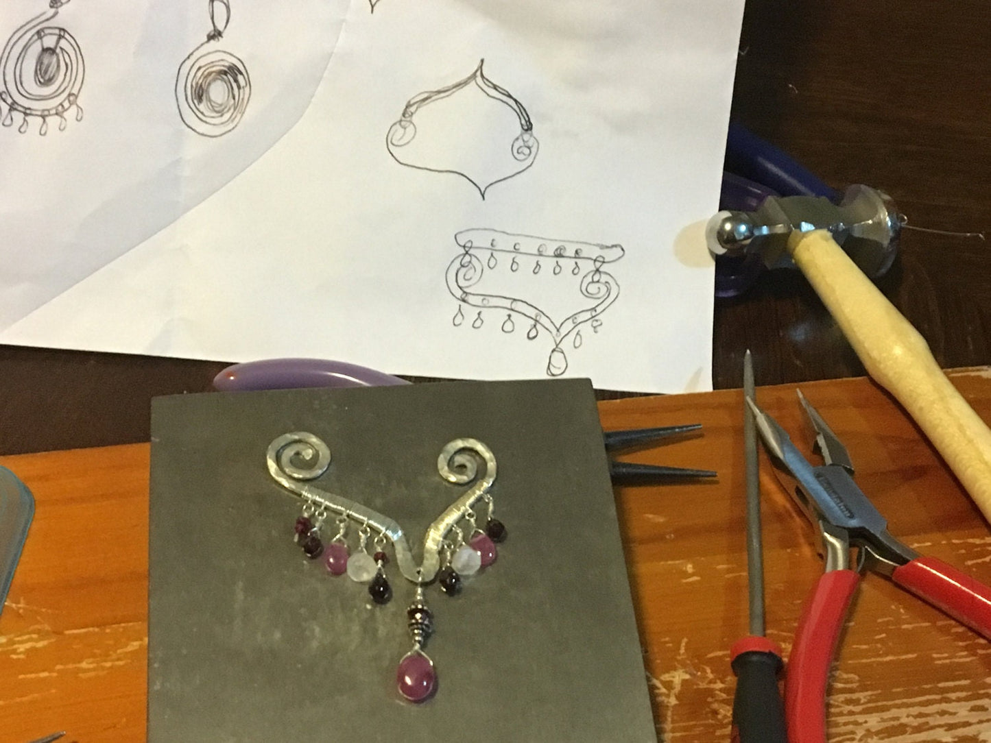 Stunning Multi Gemstone Vintage Style Necklace gorgeous mix of gemstones Solid Sterling Silver