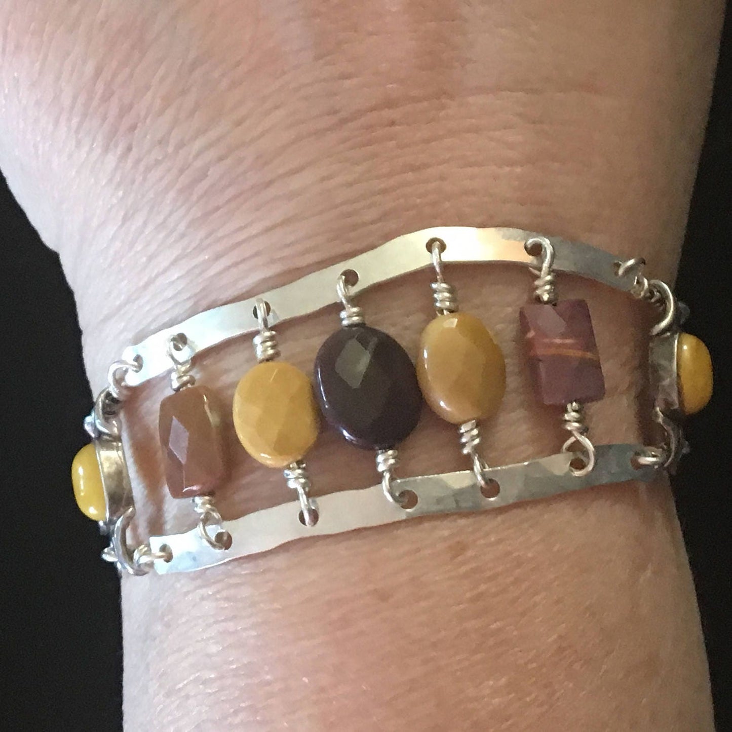 Gorgeous Rustic Earthy Sterling Silver Bracelet Boho Bracelet