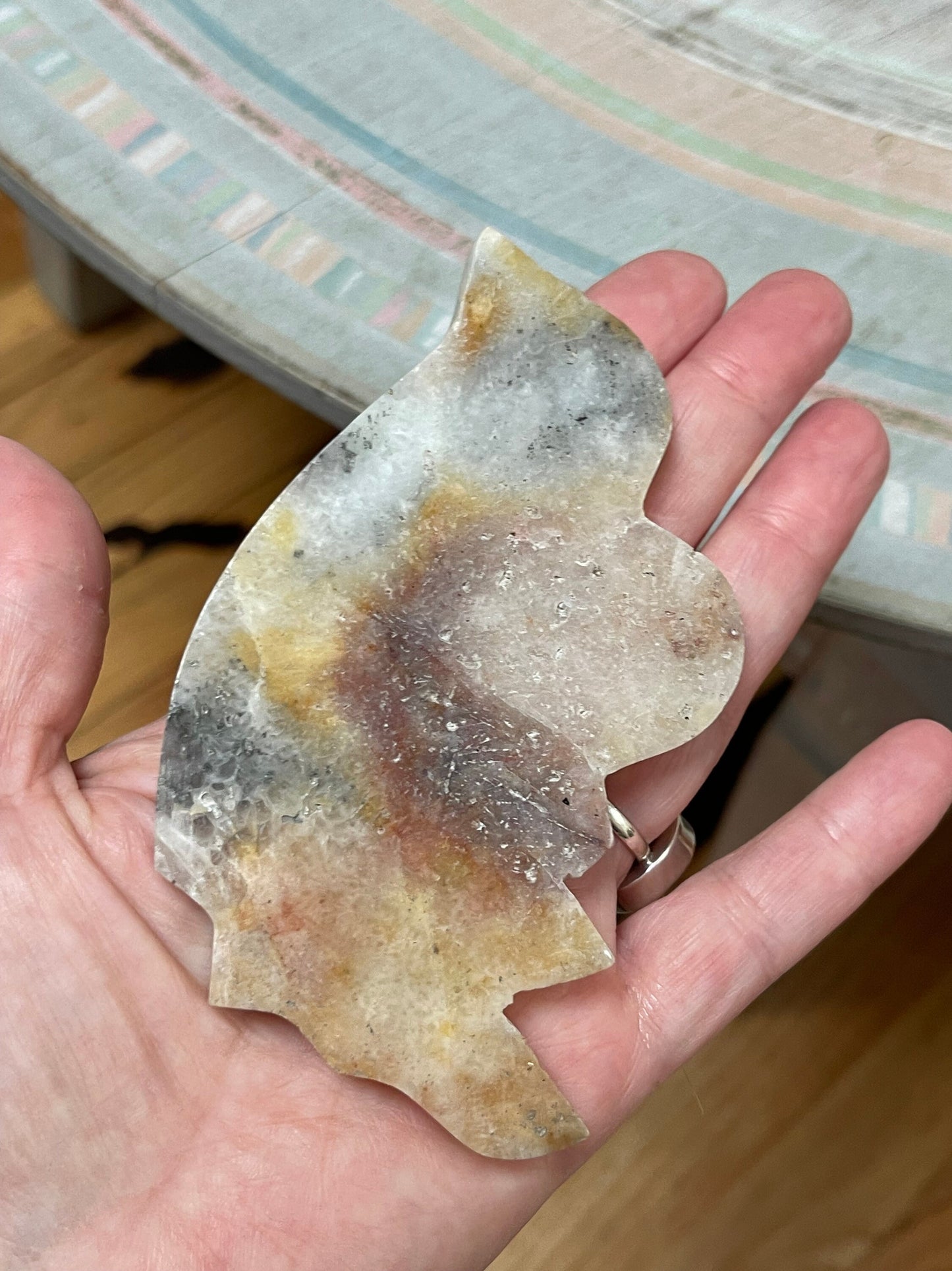 Jasper Hand Carved Crystal Butterfly Wing Set on stand