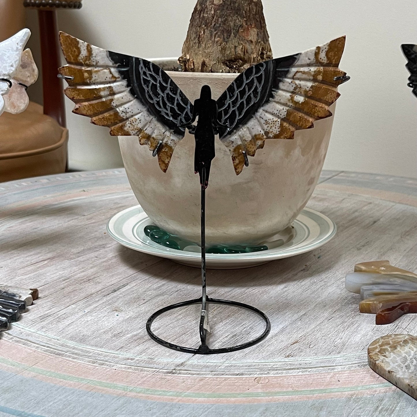 Fossilized Palm Root Wings-Phoenix Woman Crystal Wing Set-Home Decor-Natural Gemstone Wings