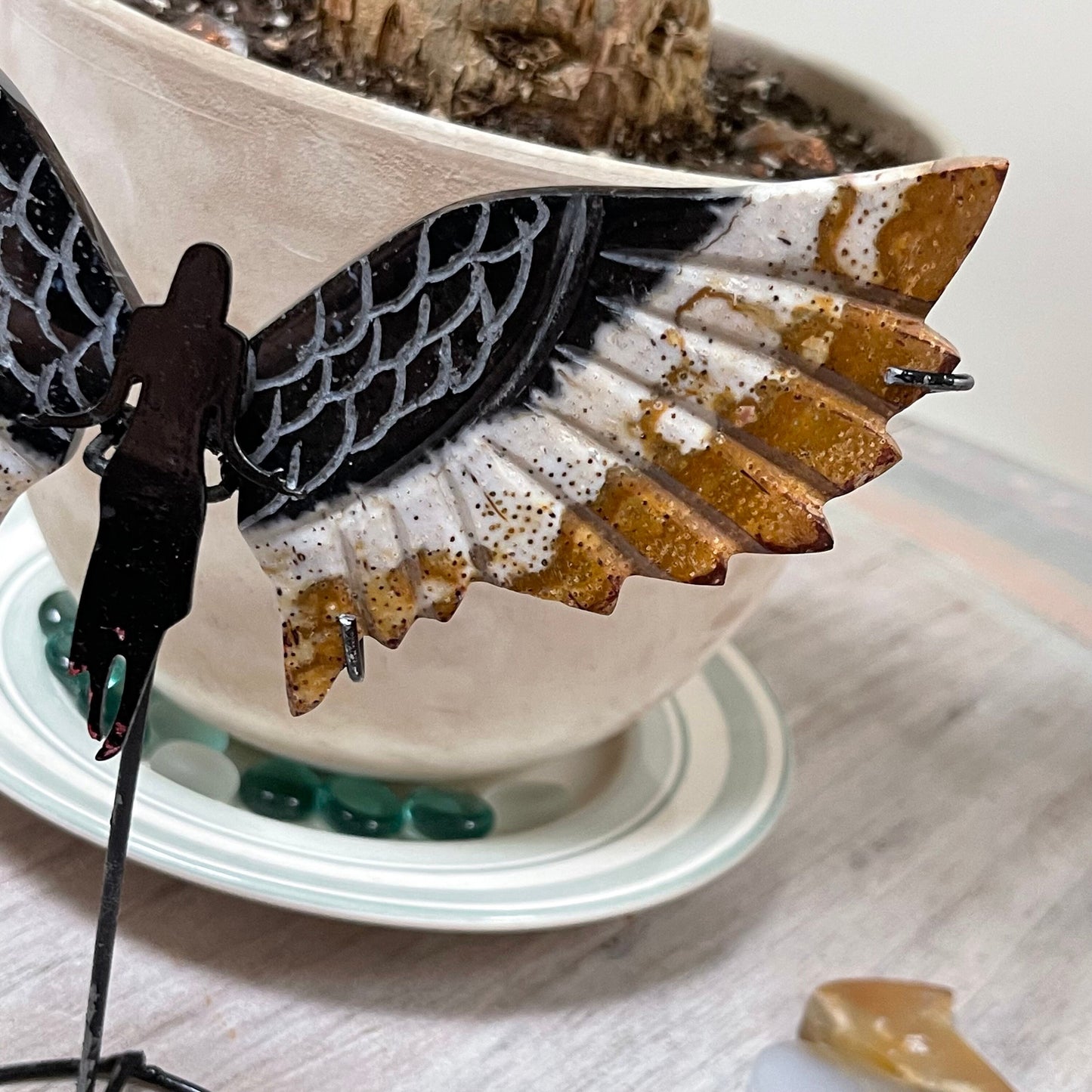 Fossilized Palm Root Wings-Phoenix Woman Crystal Wing Set-Home Decor-Natural Gemstone Wings