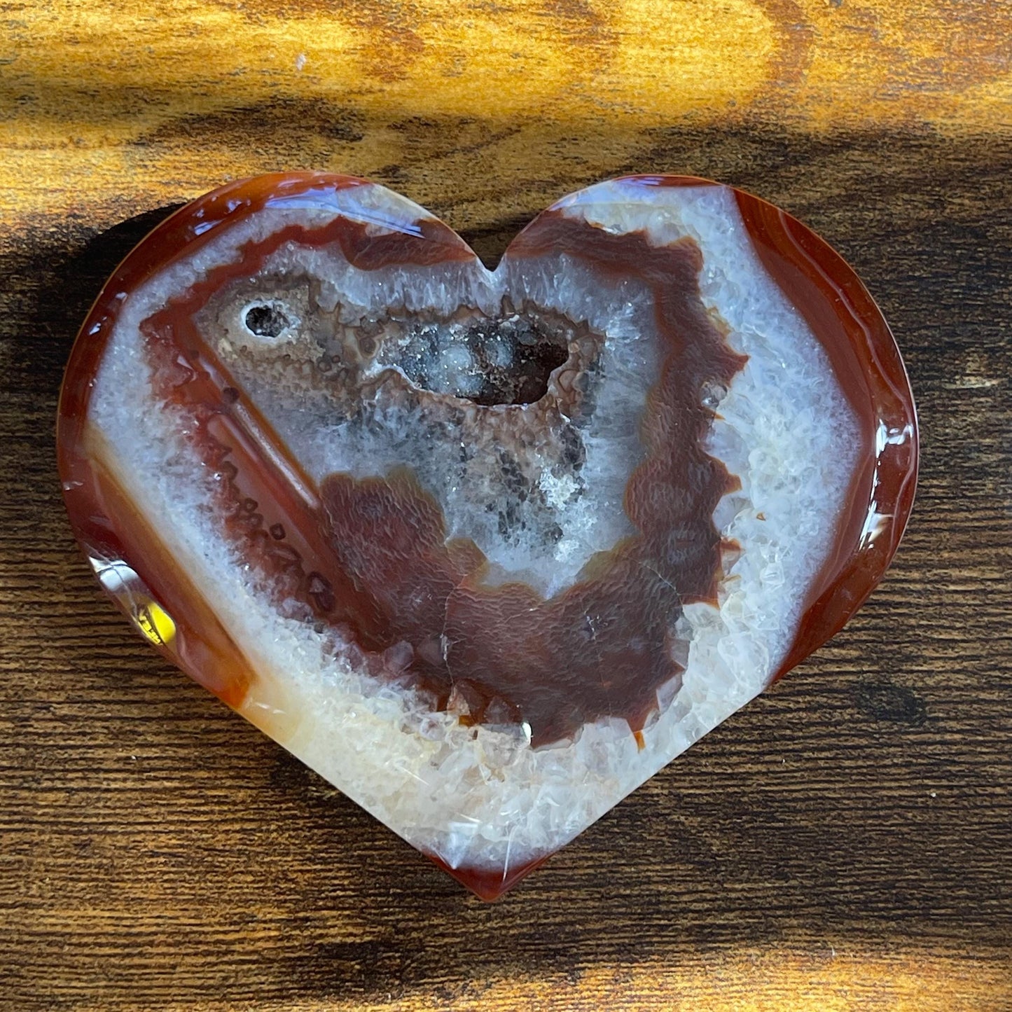 Gorgeous Carnelian Heart with Druzy Healing Energy Reiki Crystal
