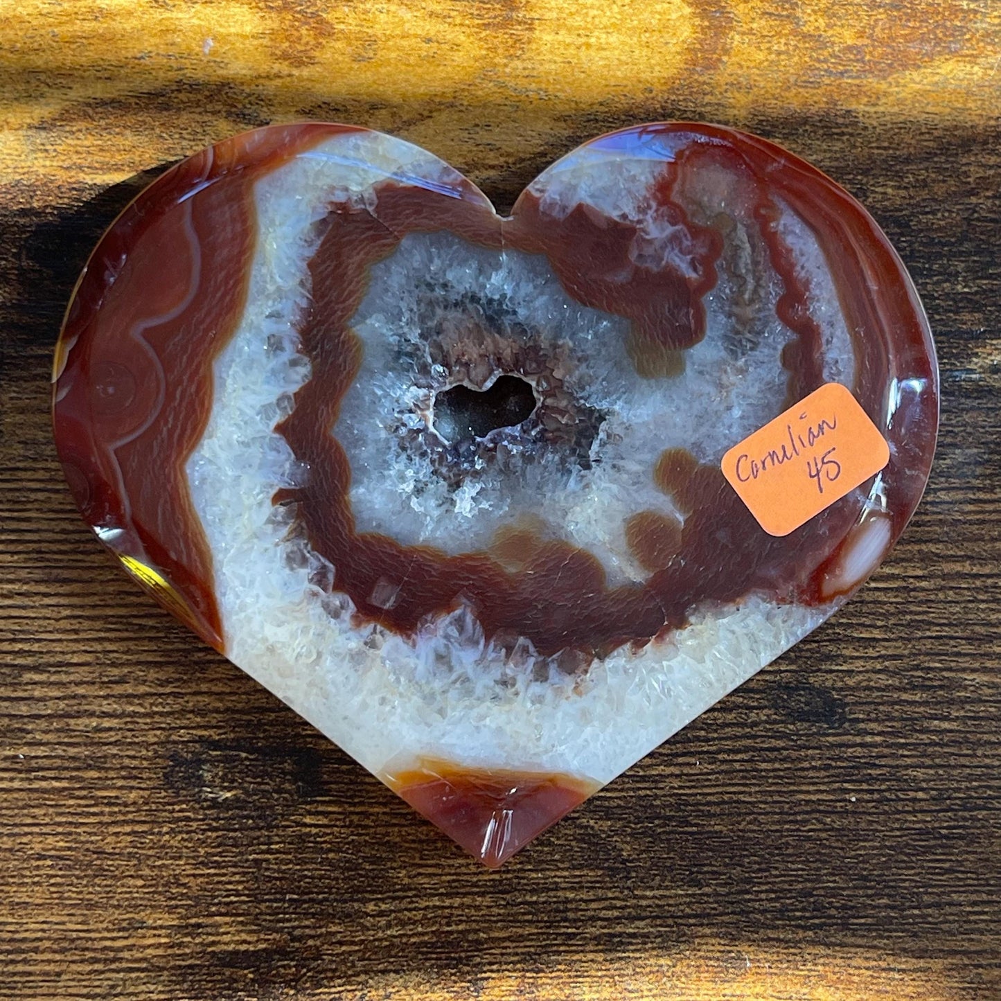 Gorgeous Carnelian Heart with Druzy Healing Energy Reiki Crystal