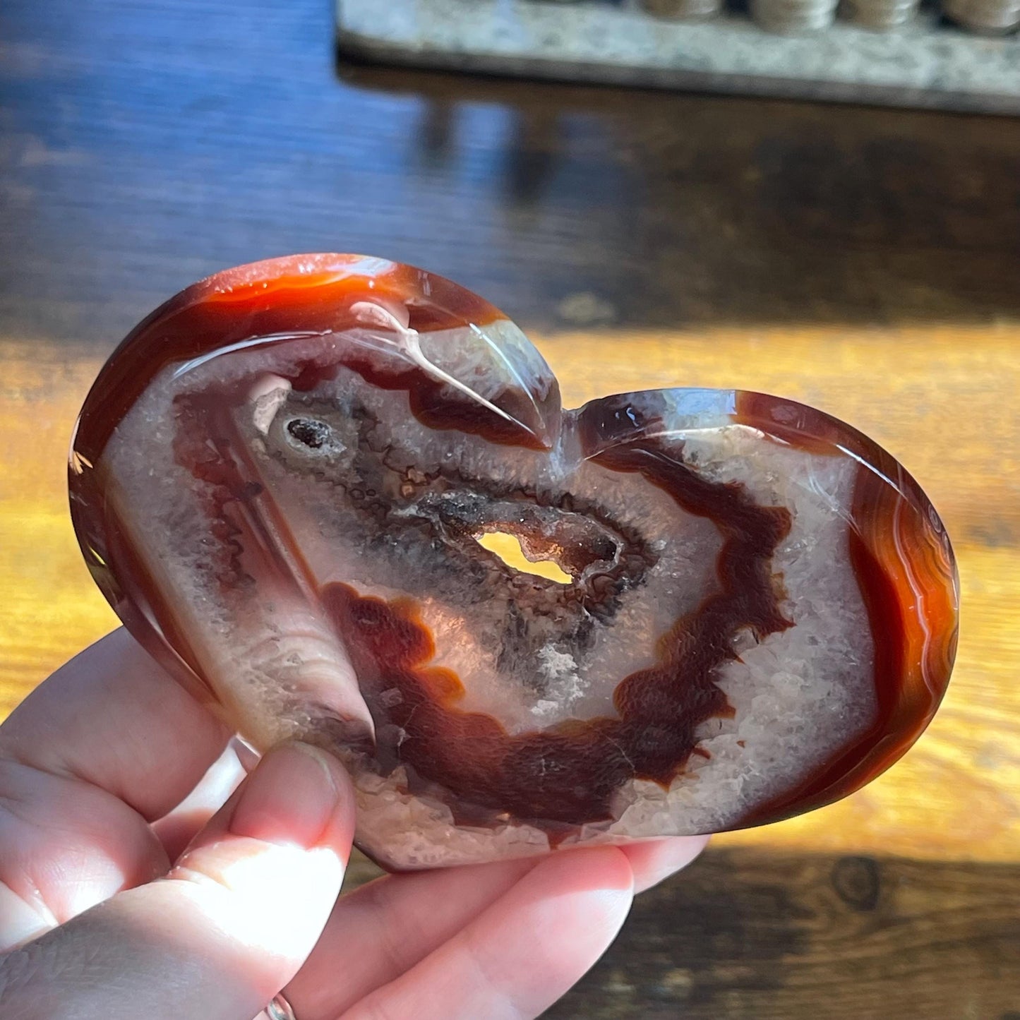 Gorgeous Carnelian Heart with Druzy Healing Energy Reiki Crystal