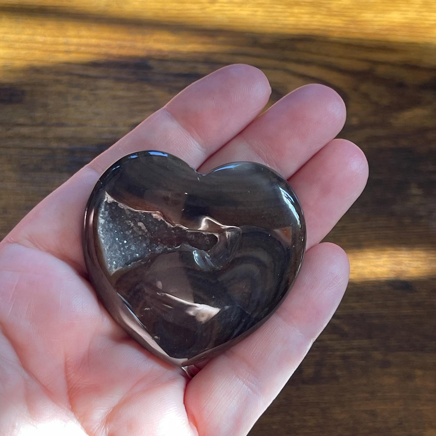 Dark Carnelian Heart with Druzy healing crystal heart