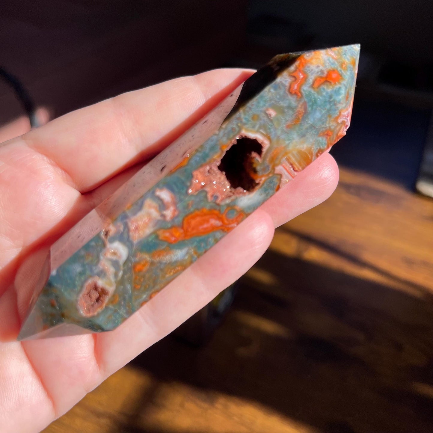 Stunning Red Moss Agate Double Terminated Healing Crystal Wand