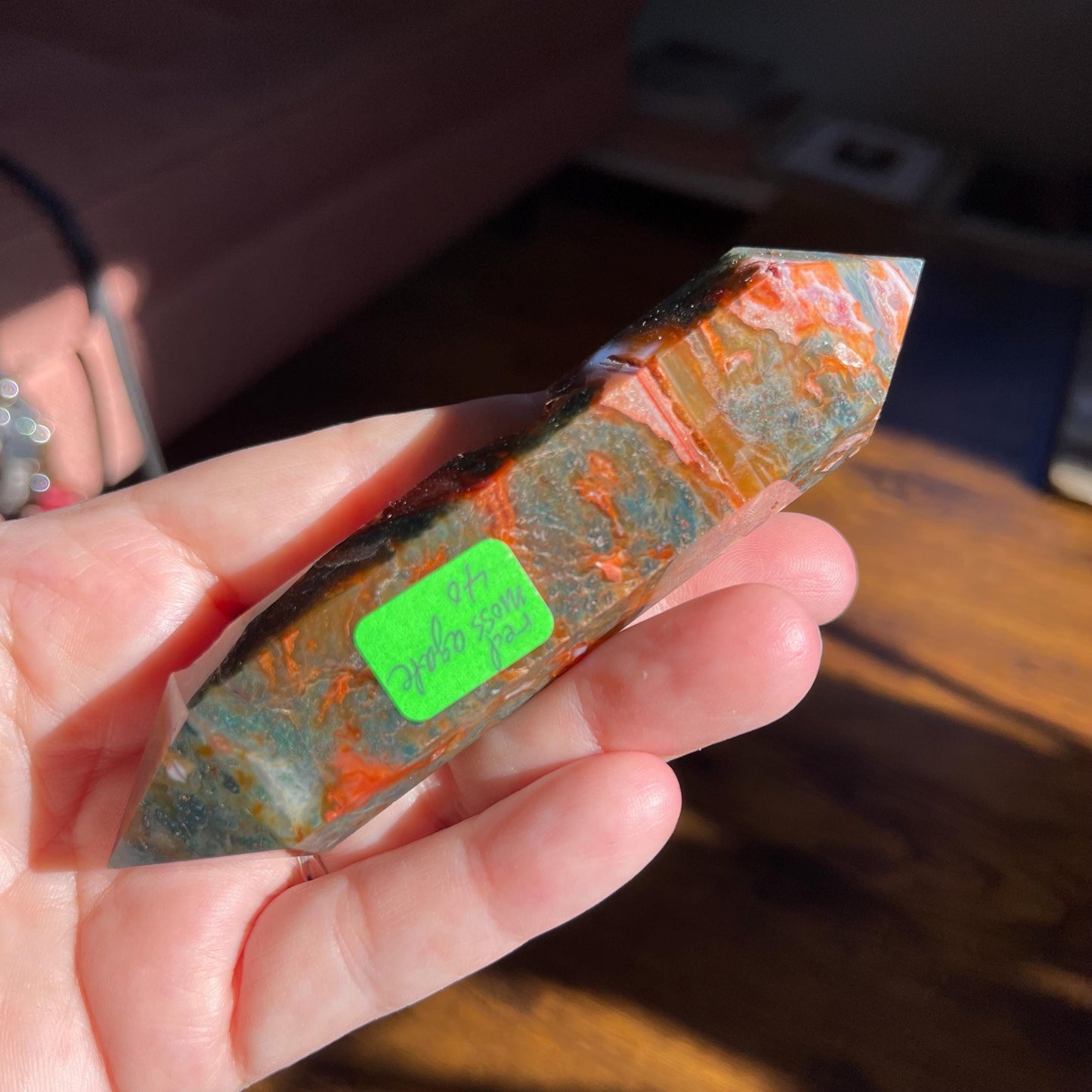 Stunning Red Moss Agate Double Terminated Healing Crystal Wand