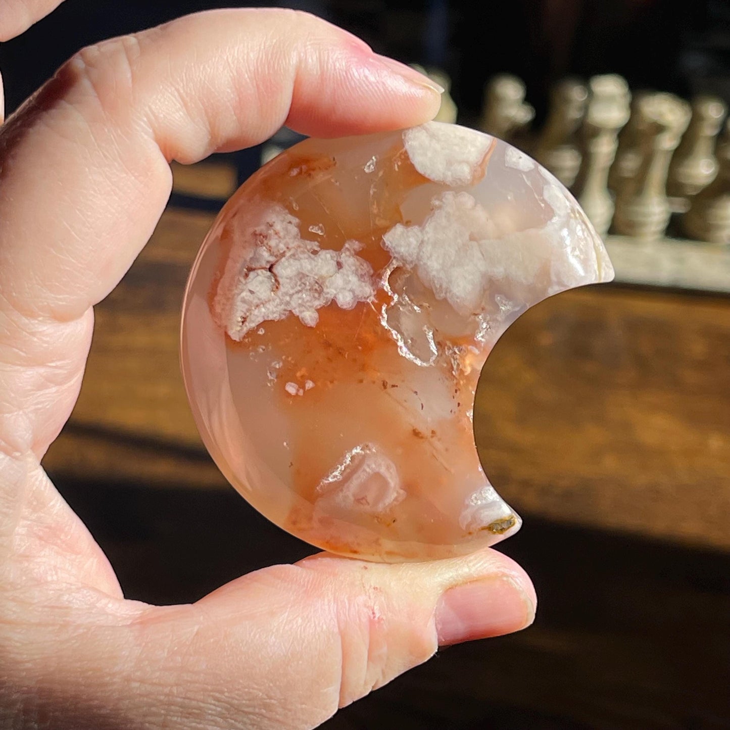 Flower Agate Moon Healing Crystal Moon