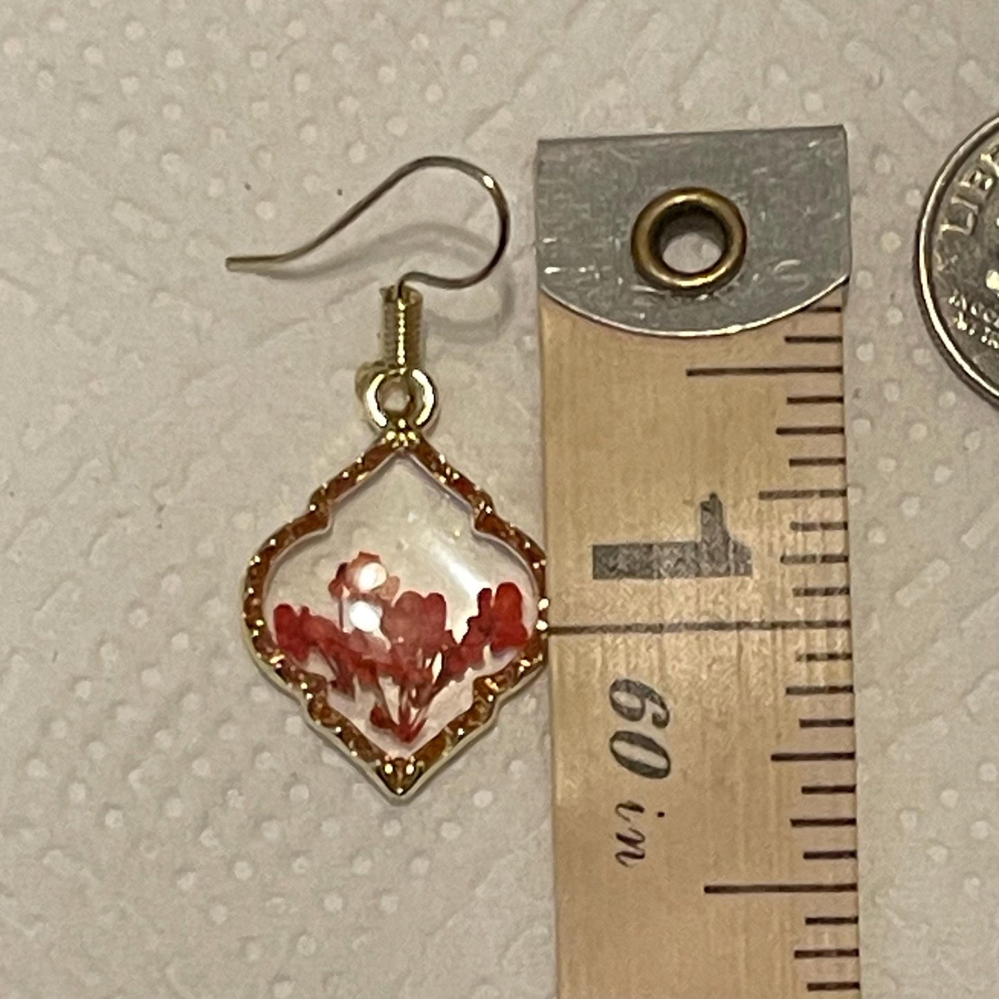 Sweet Real Pressed Flower Earrings Red Flowers