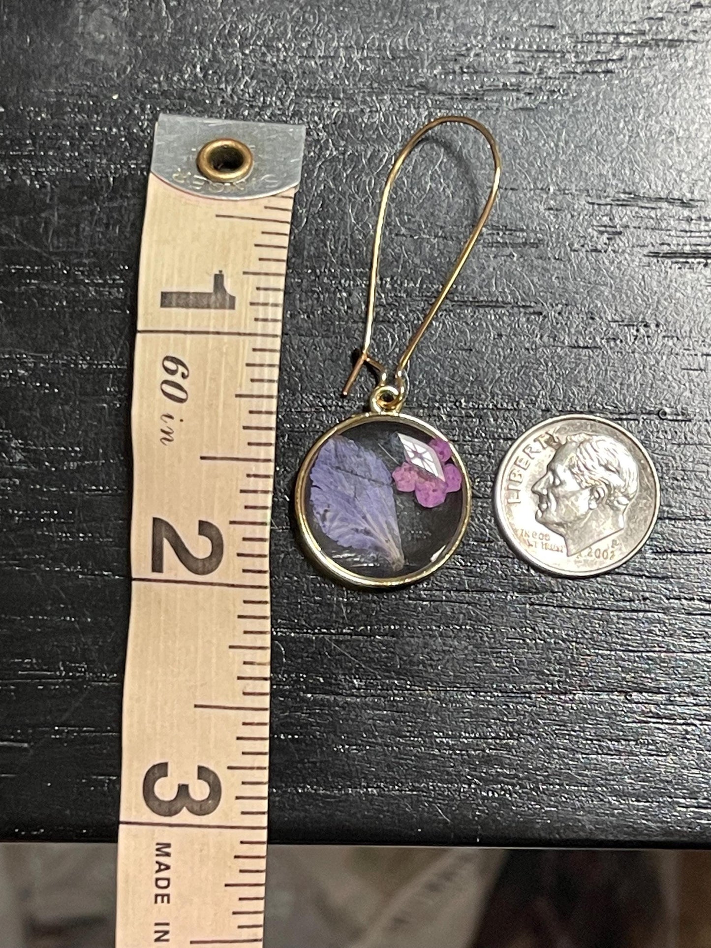 Sweet Real Pressed Flower Earrings Purple Flowers