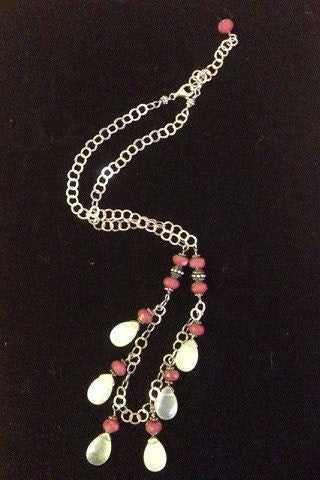 Ruby Necklace, Princess Necklace, Sterling silver, Faceted Rubies and Jade Necklace